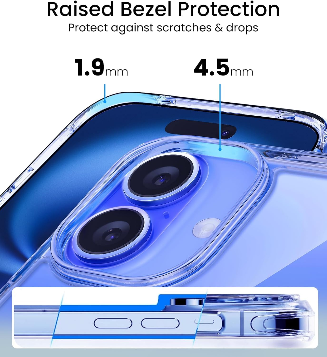 Sounce Ultra-Hybrid Crystal Clear Back Case Cover for iPhone 16 | Shockproof Design | Camera Protection Bump | Hard Clear Back | Bumper Case Cover for iPhone 16 (PC & TPU, Transparent)