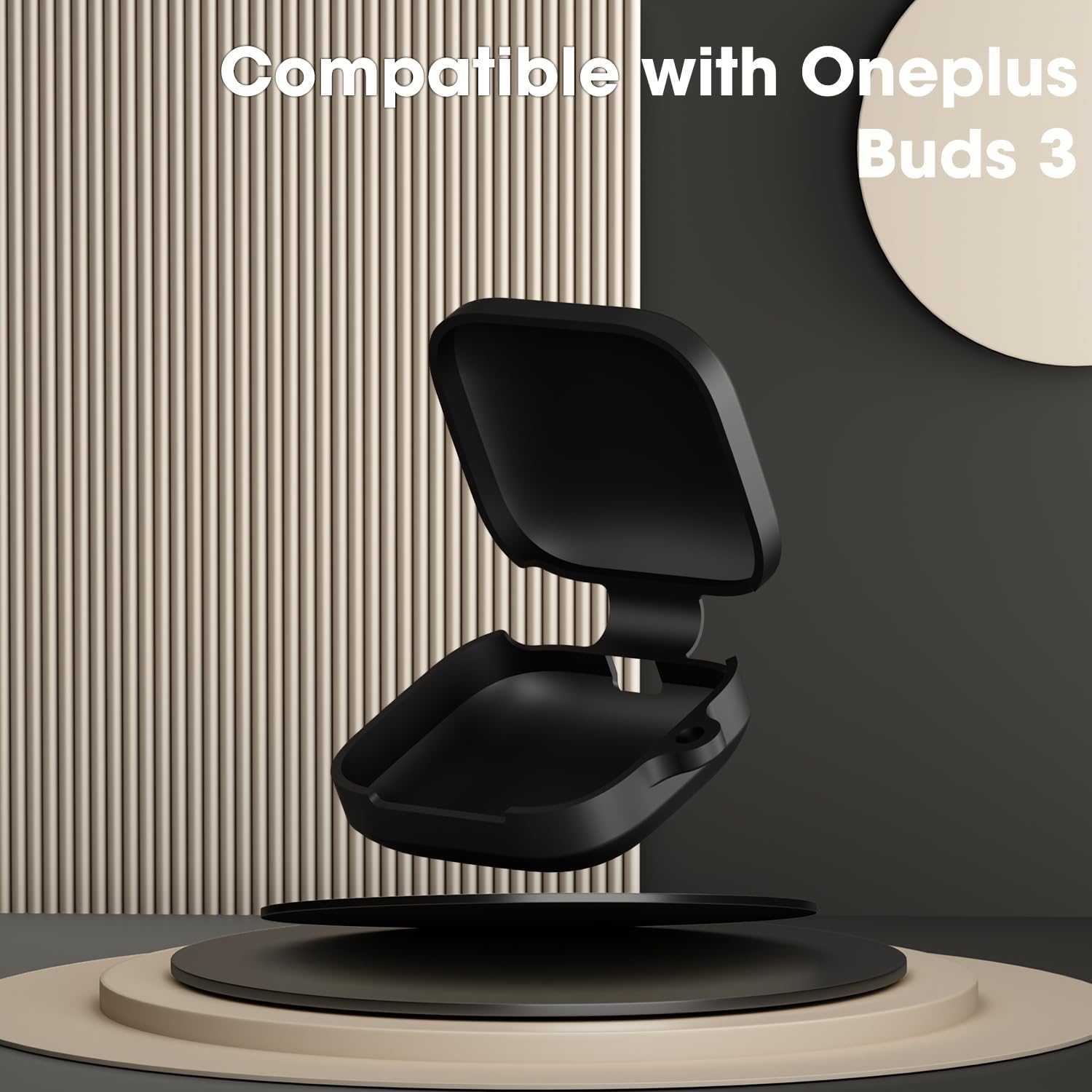 Sounce Protective Case for OnePlus Buds 3 – Soft Silicone Shockproof Cover with Keychain, Anti-Slip Grip, Scratch-Resistant, and Front LED Visibility – Black