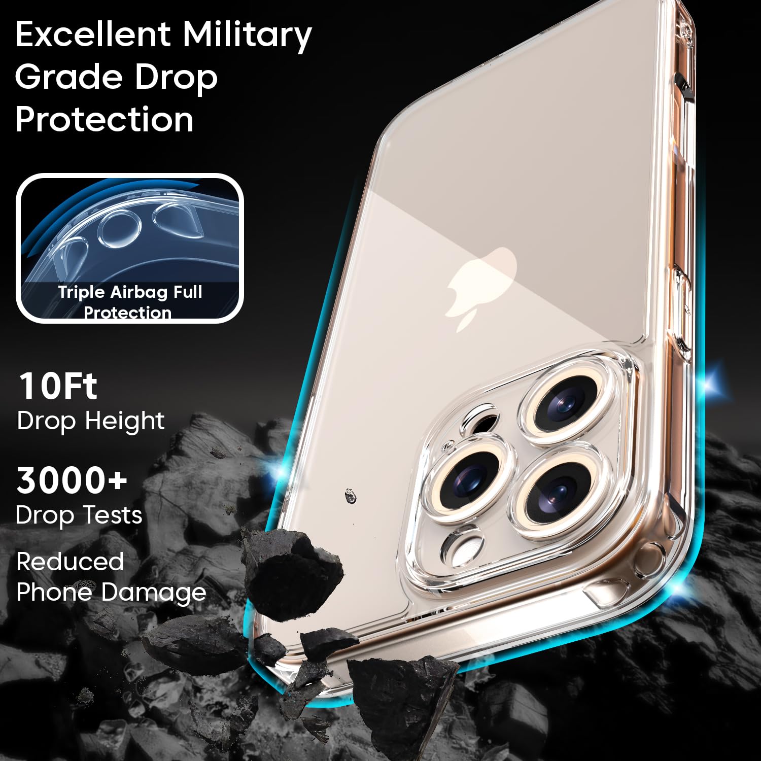 Sounce iPhone 16 Pro Max Case Cover with Ultra-Hybrid Crystal Clear | Camera Protection Bump | Shockproof Design | Hard Clear Back | Bumper Case Cover for iPhone 16 Pro Max (Transparent)