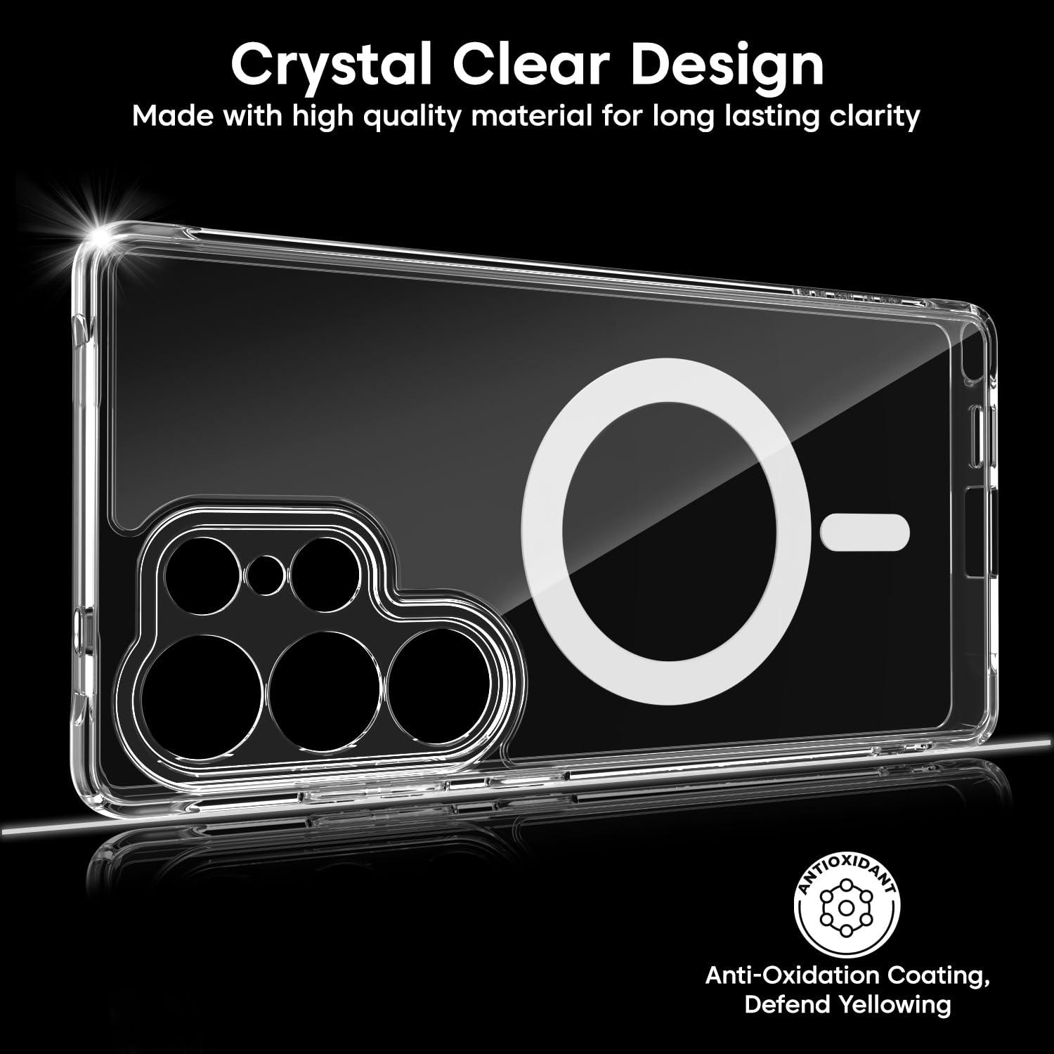 Sounce Samsung Galaxy S25 Ultra Case, Compatible with MagSafe, Magnetic Case for Samsung Galaxy S25 Ultra, Military-Grade Protection, TPU, Classic Hybrid Case (HaloLock), Clear