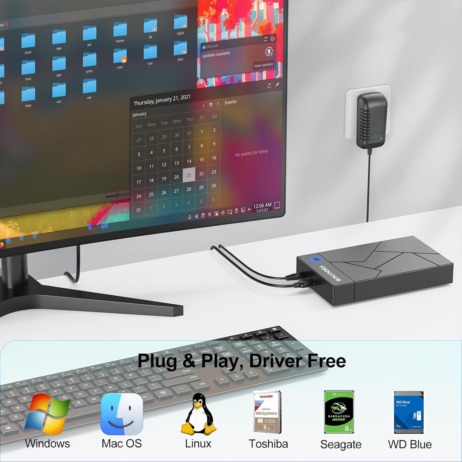 Sounce 3.5" USB 3.0 Hard Drive Enclosure | External SATA HDD/SSD Dock with UASP & 16TB Support
