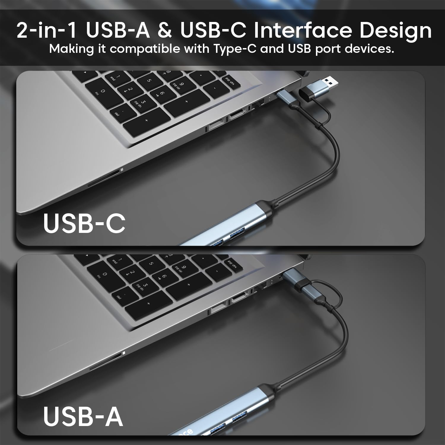 Sounce 7-in-1 USB + Type C Multiport Hub | High-Speed USB 3.0 (5Gbps) | Lightweight Aluminum Body | Universal Compatibility for Laptops, Smartphones, Tablets & PCs