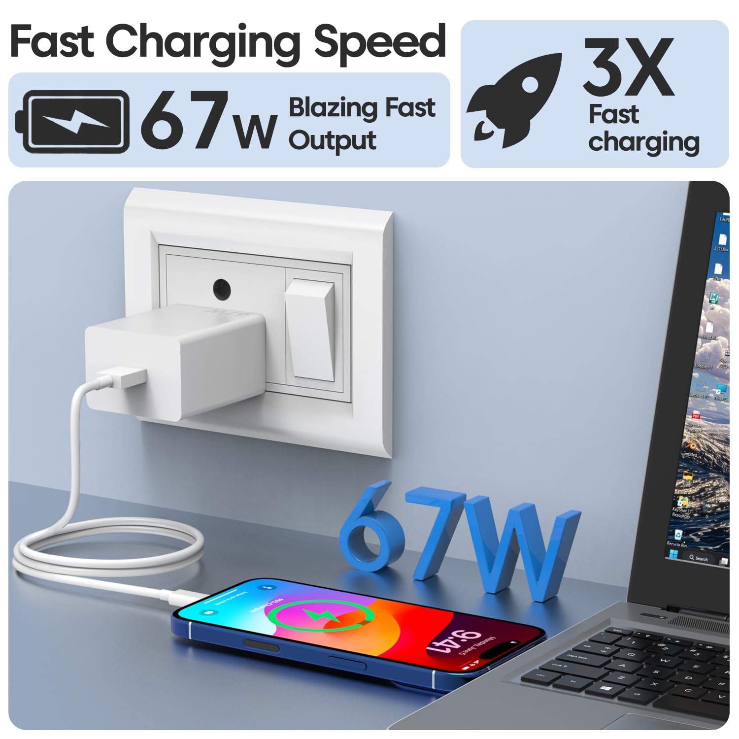 33W & 67W USB Type-C Fast Charger with Cable | Quick Charge 3.0 Adapter for Mi, Redmi, Poco, and Other Type-C Devices – Sounce Super-Fast Charging Wall Plug
