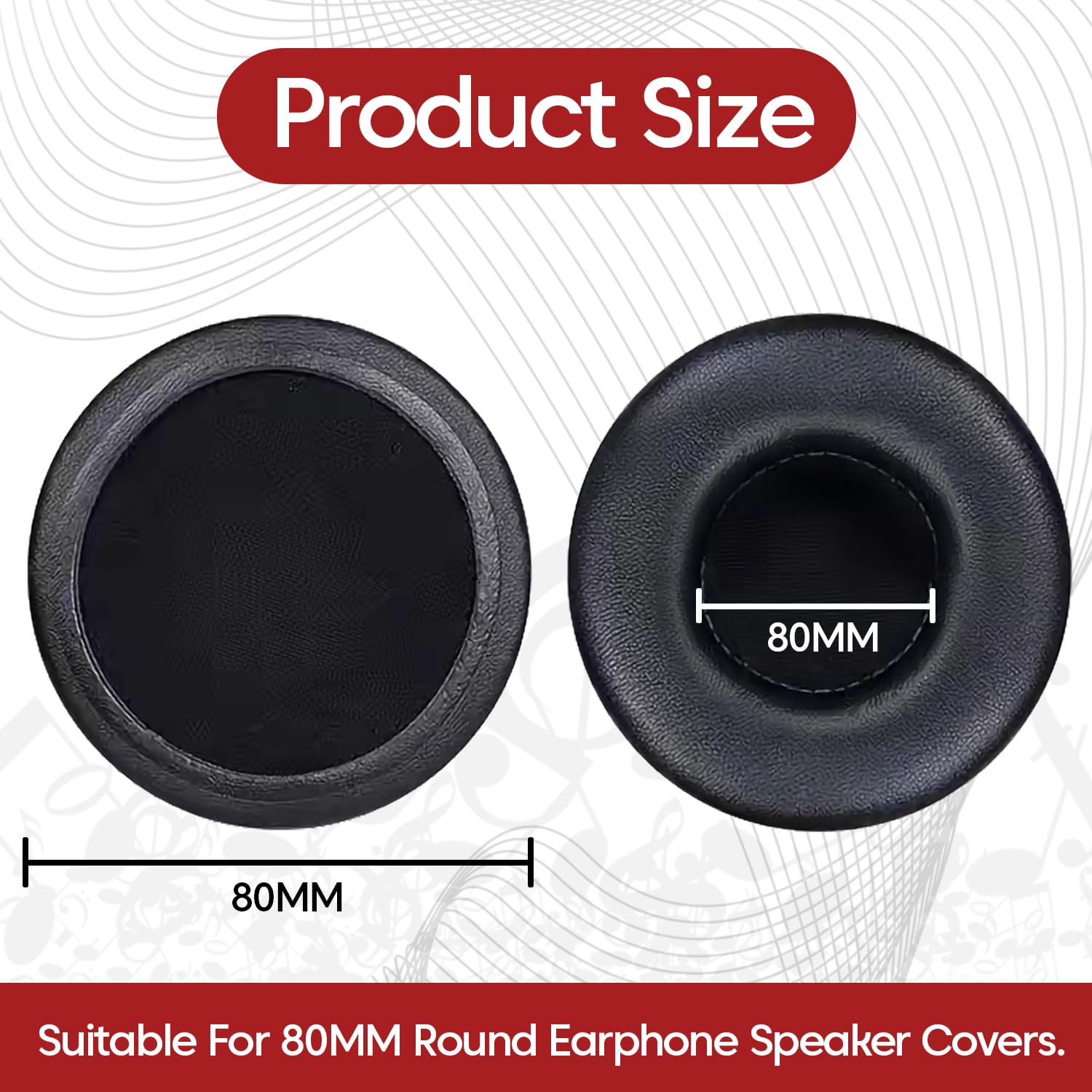 Sounce 80mm Soft Ear Pads Replacement Cushion Cover | Protein Leather & Memory Foam Earpads Headphone Cushion Compatible with Rockerz 450,450 Pro, Sony WHXB700/WH XB700 Extra Bass