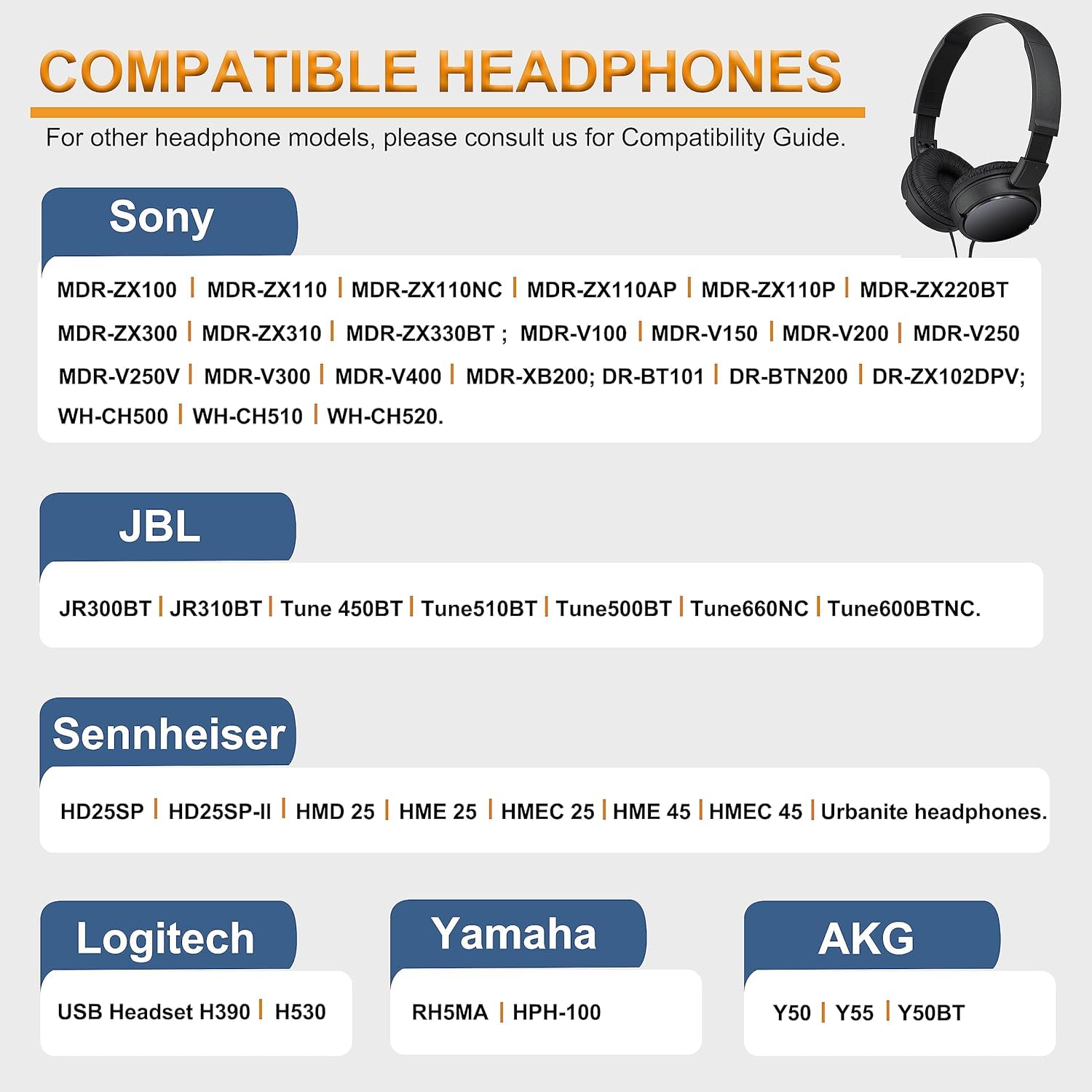 Sounce Replacement Ear Pads Compatible with JBL Tune 500BT / T500BT / T450BT Wireless Headphones, 1 Pair Replacement Earpads Headphones Replacement Headset Ear Cup Cushions