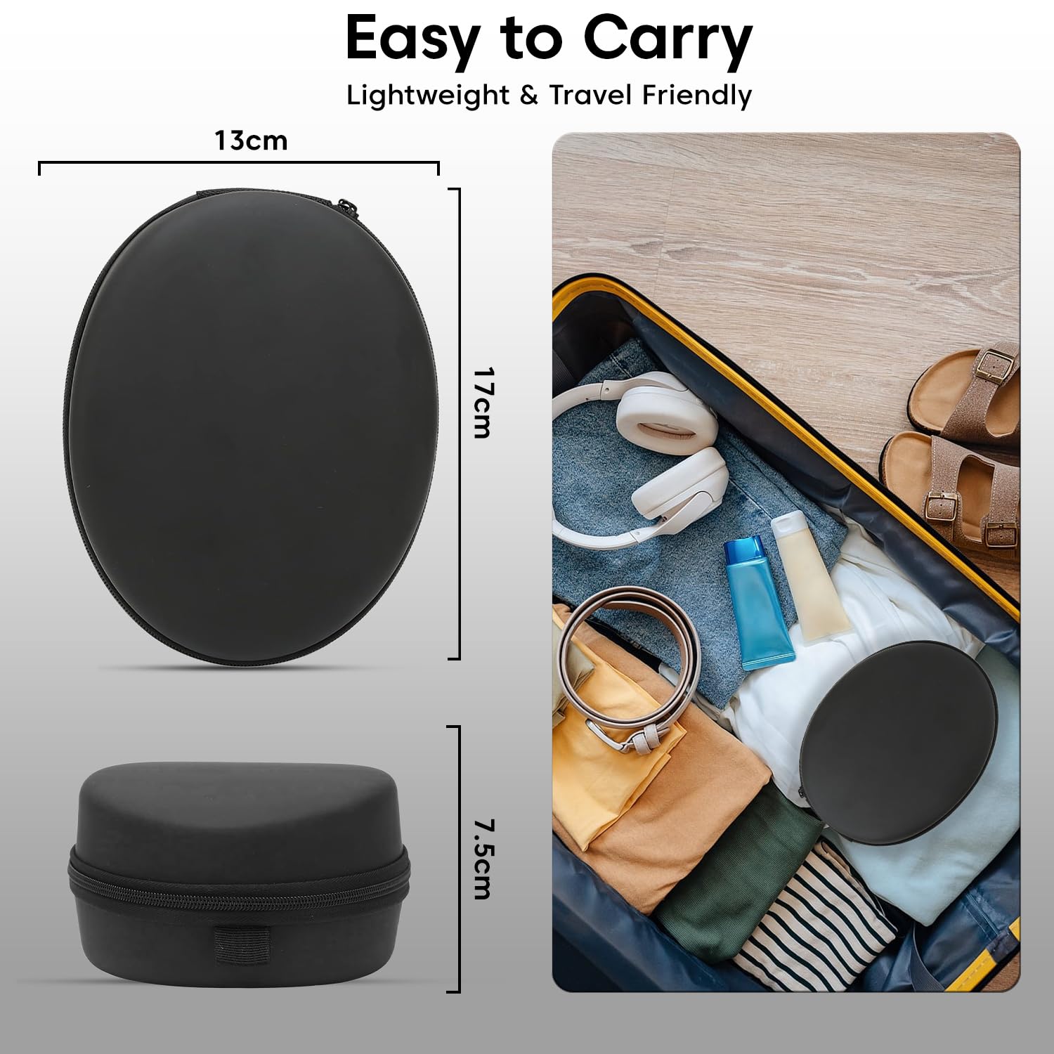 Sounce EVA Portable Storage Box for Earphones & Headphones | Hard Shell Carrying Case for Over-Ear Bluetooth Headset | Shockproof & Water-Resistant Travel Pouch