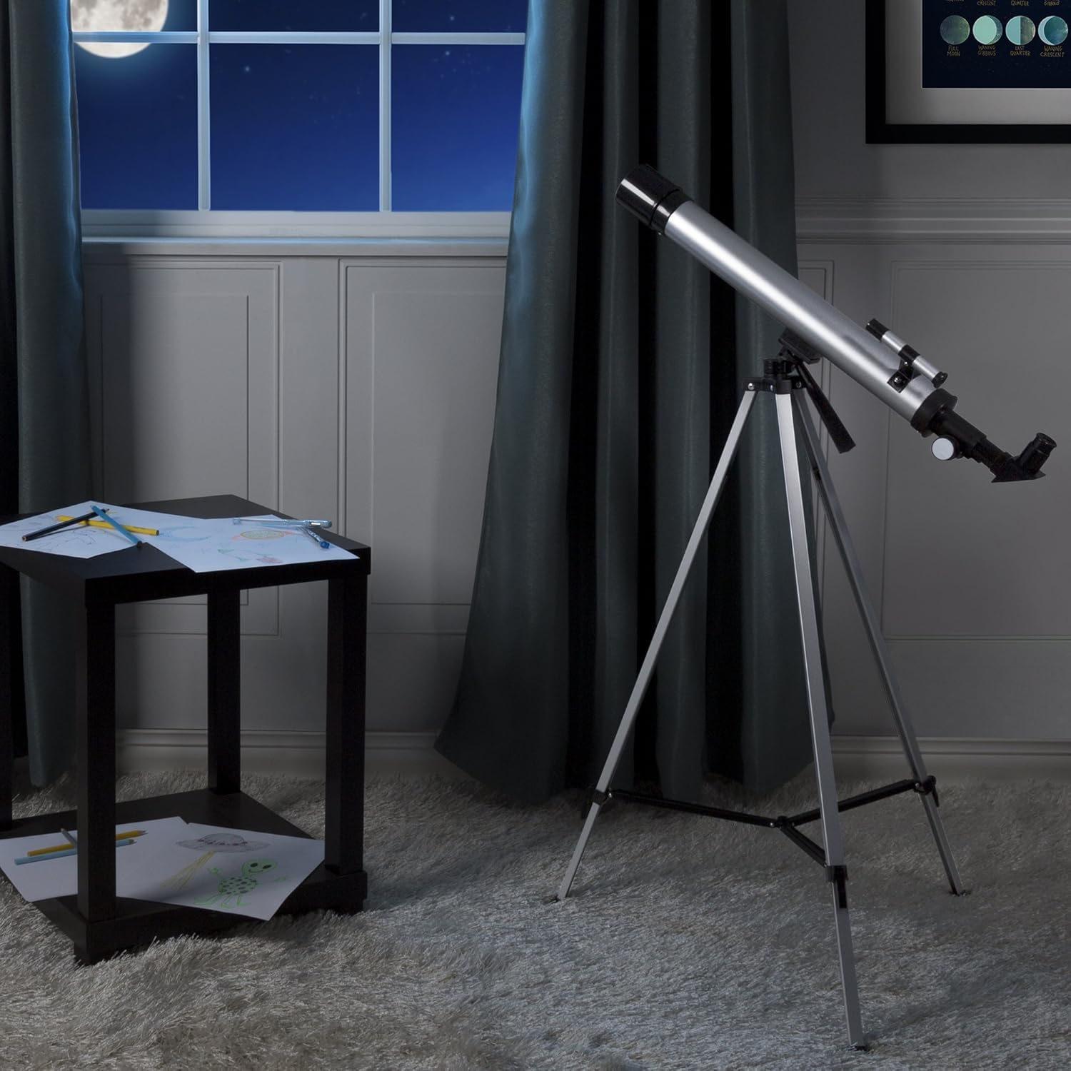 Sounce 60mm Refractor Telescope for Kids & Beginners – 50X/100X Magnification, 600mm Focal Length, Adjustable Tripod, STEM Astronomy Kit
