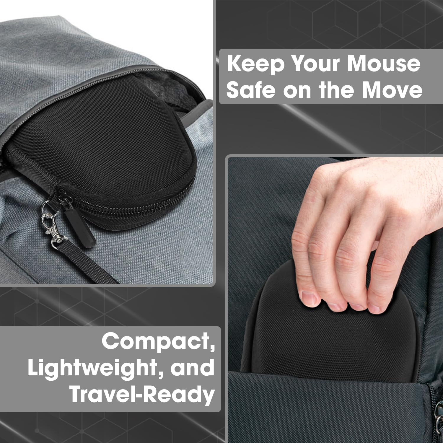 Sounce Mouse Cover Portable Carrying Protector Case for Logitech MX Master 2S Master 3 Wireless Mouse Protective Storage Bag Organizer (with Cushion & Lanyard) - Black