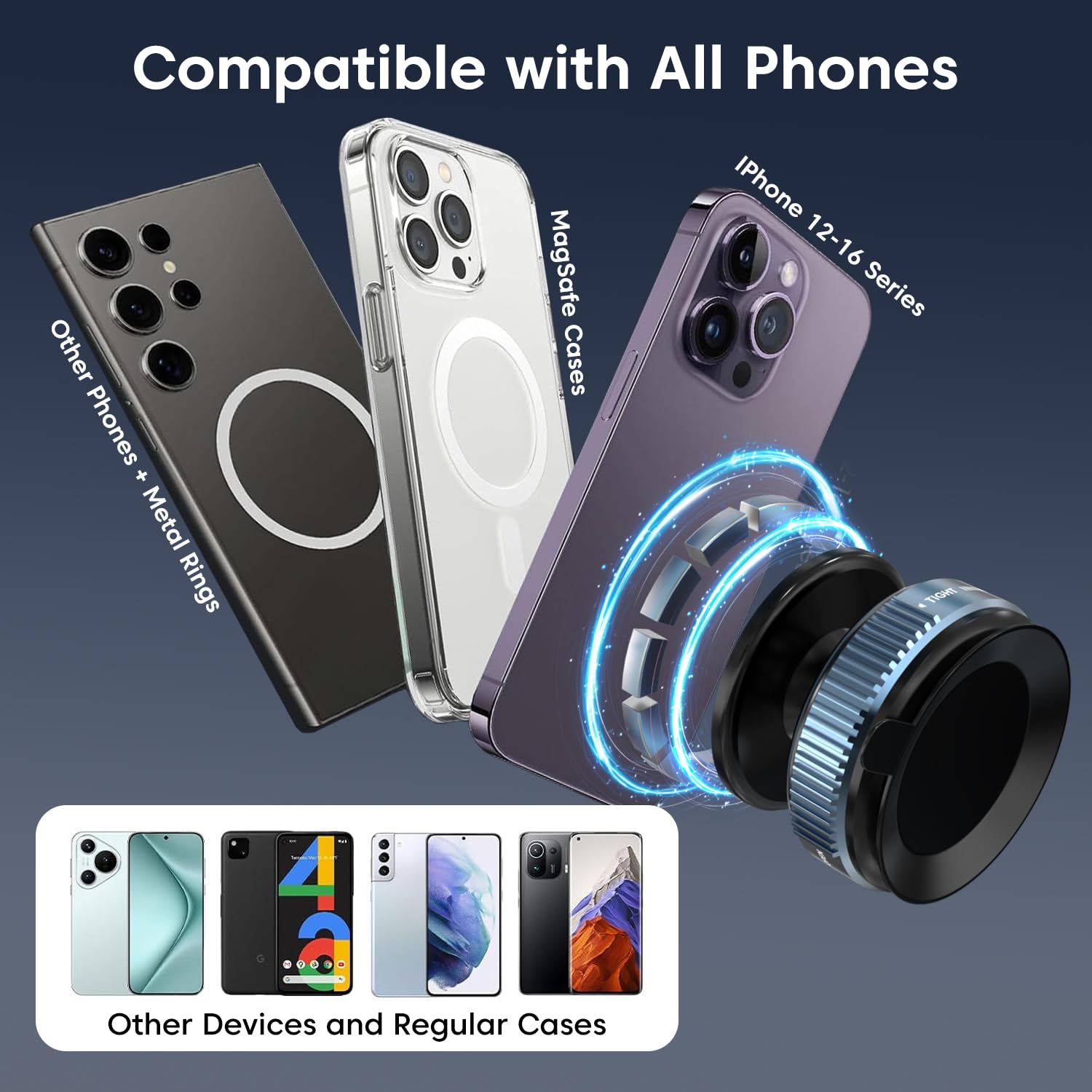 Sounce Smart Magnetic Suction Phone Holder with 360° Adjustable Angle, Strong Vacuum Grip for Car, Gym, Mirror & Makeup Use, Supports MagSafe iPhone and Android Devices 2025