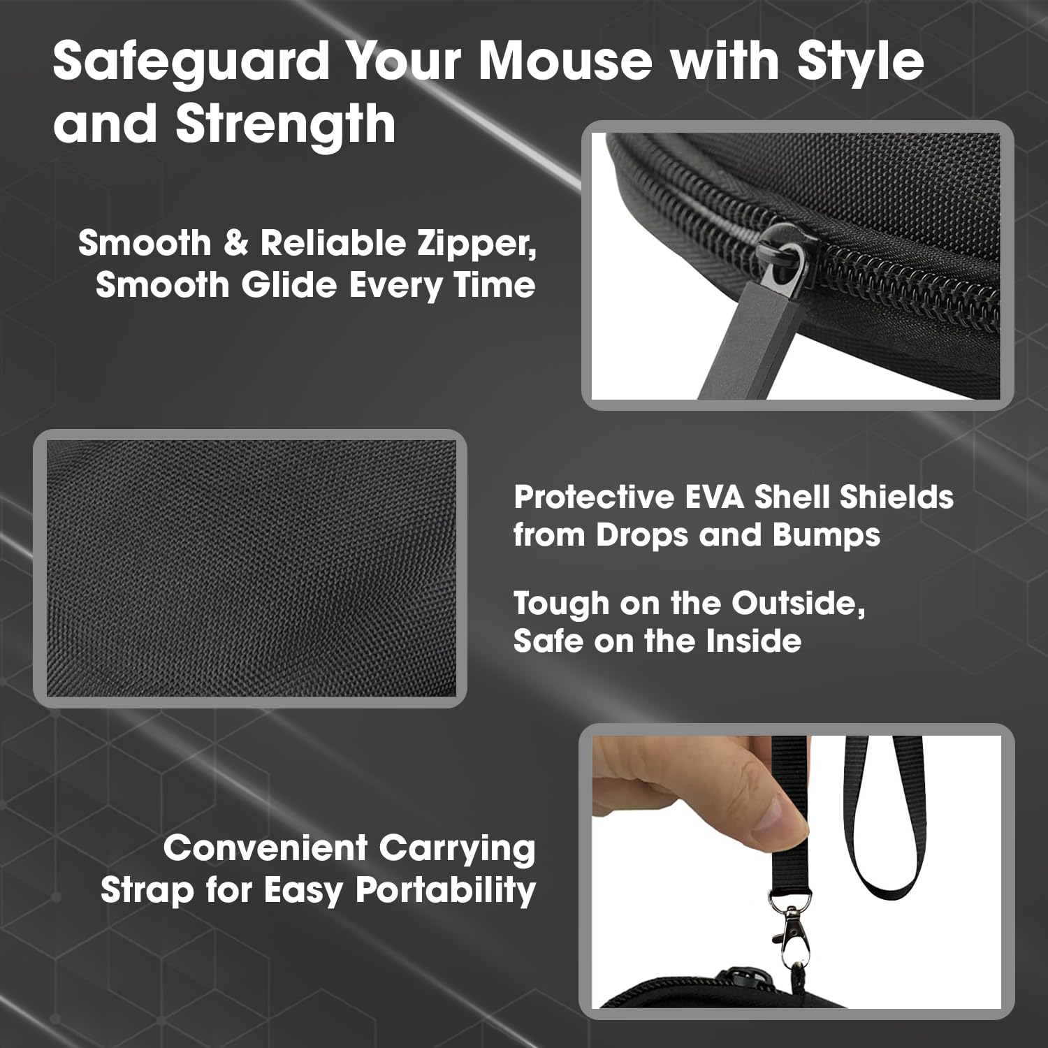Sounce Mouse Cover Portable Carrying Protector Case for Logitech MX Master 2S Master 3 Wireless Mouse Protective Storage Bag Organizer (with Cushion & Lanyard) - Black