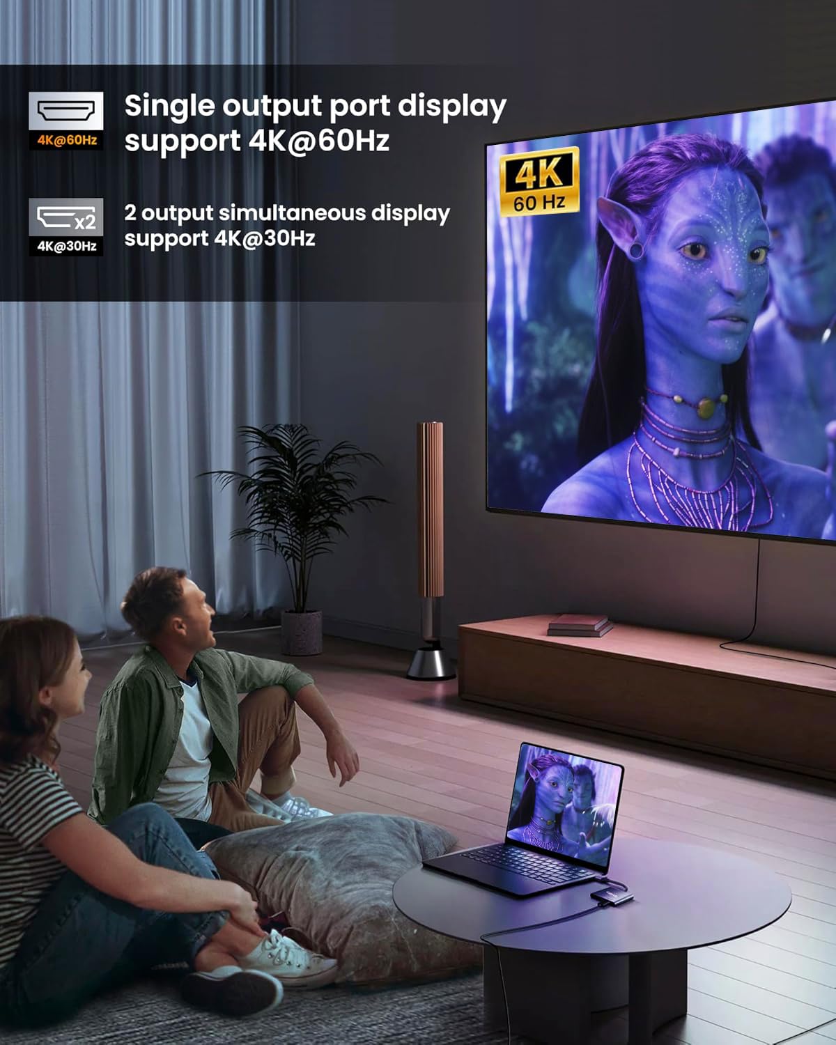 Sounce Type C to Dual HDMI Adapter 4K@60hz, Type C to HDMI Splitter for 2 Monitors, (Thunderbolt 3/4) USB C to Dual HDMI Hub Extend Display for MacBook Air/Pro, Dell XPS, Surface, Chromebook