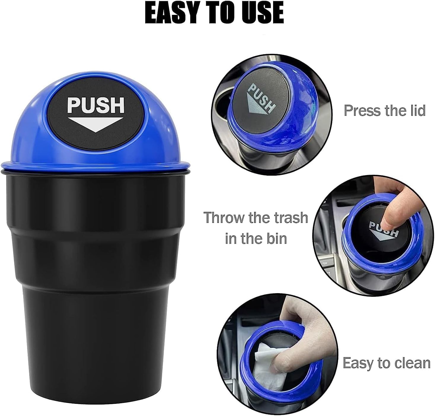 Sounce Portable Mini Car Dustbin/Trash Bin, Universal Traveling Portable Mini Car Trash Bin|Compact & Perfect Size Fits Car Cup Holder|Car Garbage Can/Storage Bucket Trash Bag|Dust Holder Bin (Black)