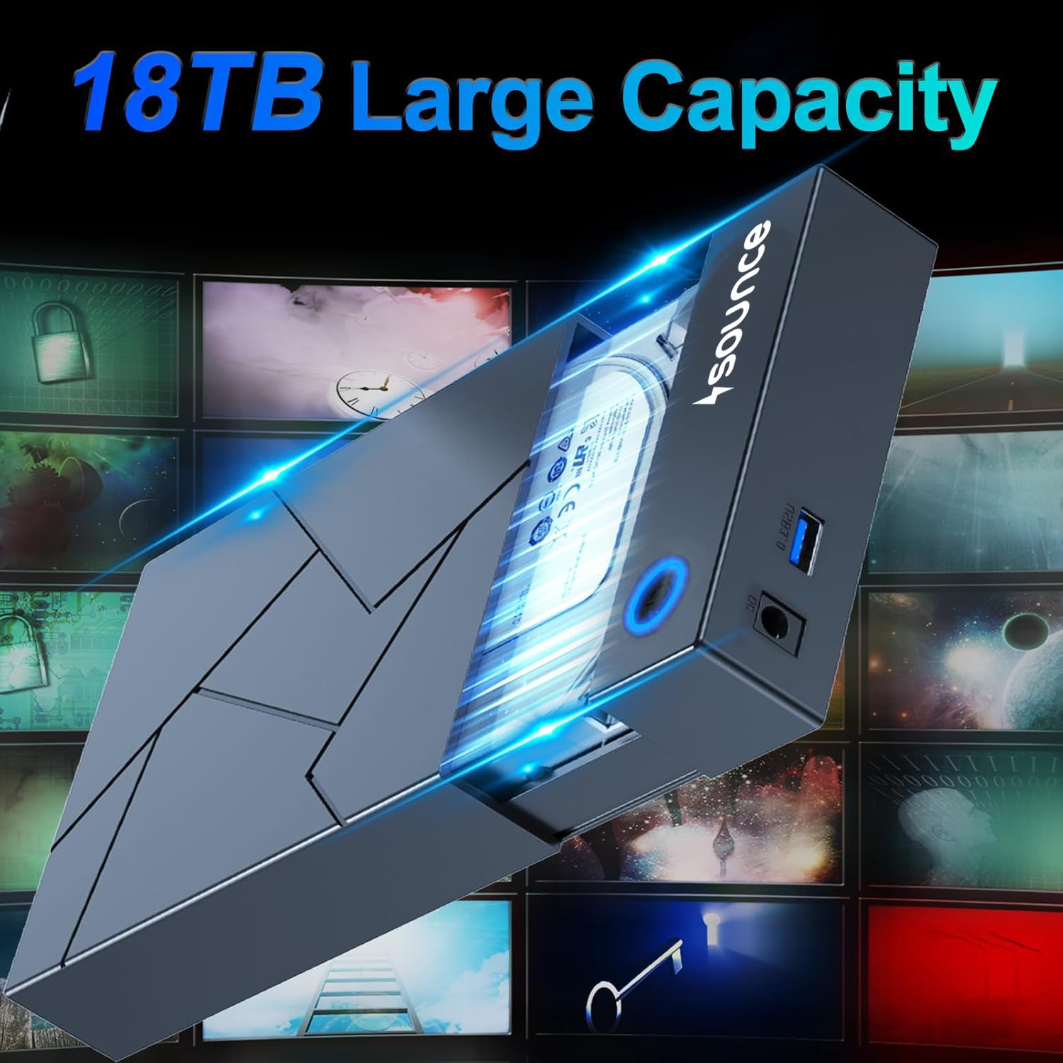 Sounce 3.5" USB 3.0 Hard Drive Enclosure | External SATA HDD/SSD Dock with UASP & 16TB Support