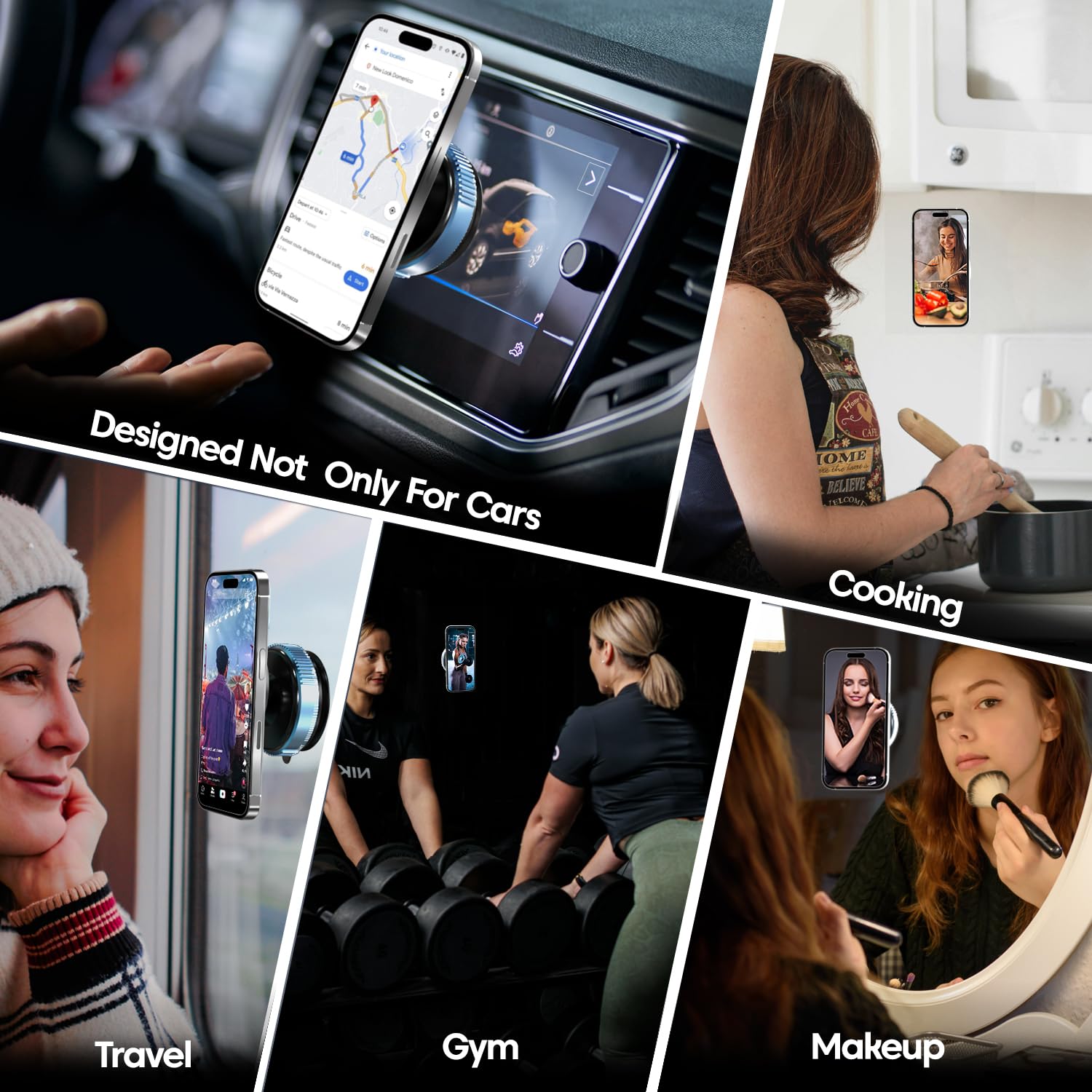 Sounce Smart Magnetic Suction Phone Holder with 360° Adjustable Angle, Strong Vacuum Grip for Car, Gym, Mirror & Makeup Use, Supports MagSafe iPhone and Android Devices 2025