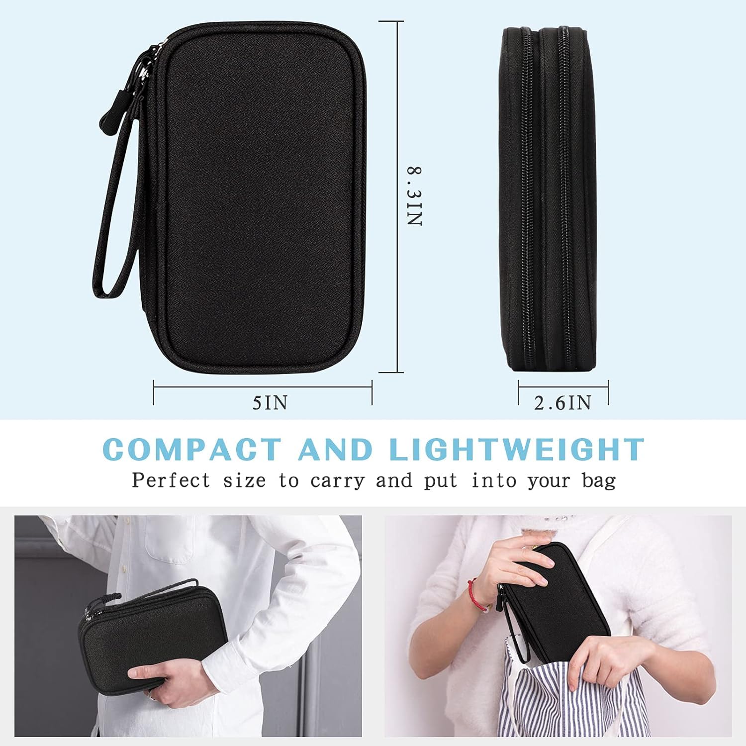 Sounce Portable Travel Organizer Pouch for Cables, Chargers & Gadgets – Waterproof Digital Accessory Case