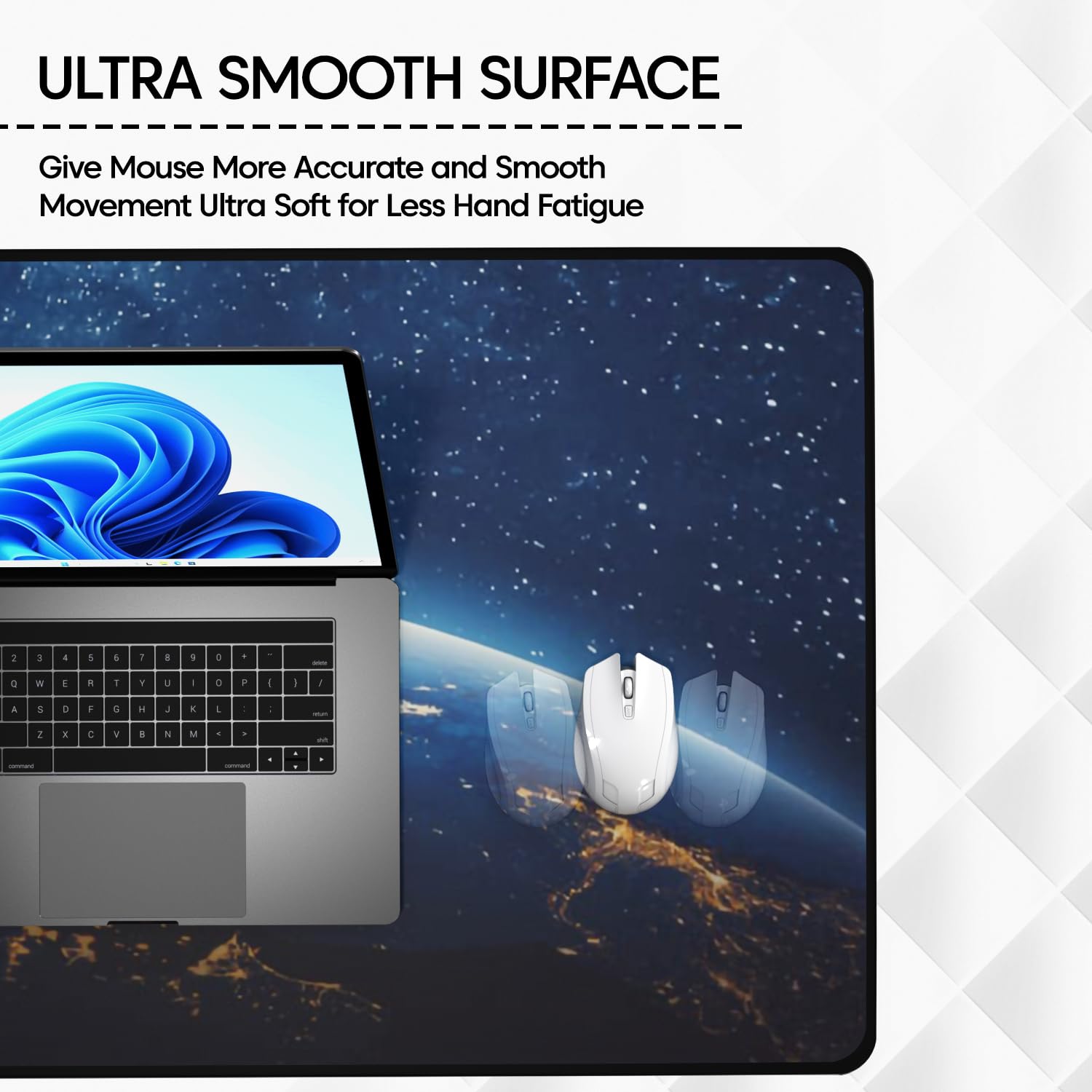 Sounce Large Extended Earth Design Desk Mat for Laptop Keyboard and Mouse Use Water Resistant Anti Slip Surface Non Logo Mouse Pad 800 x 300 mm Ideal for Office Home and Gaming Setup in Black