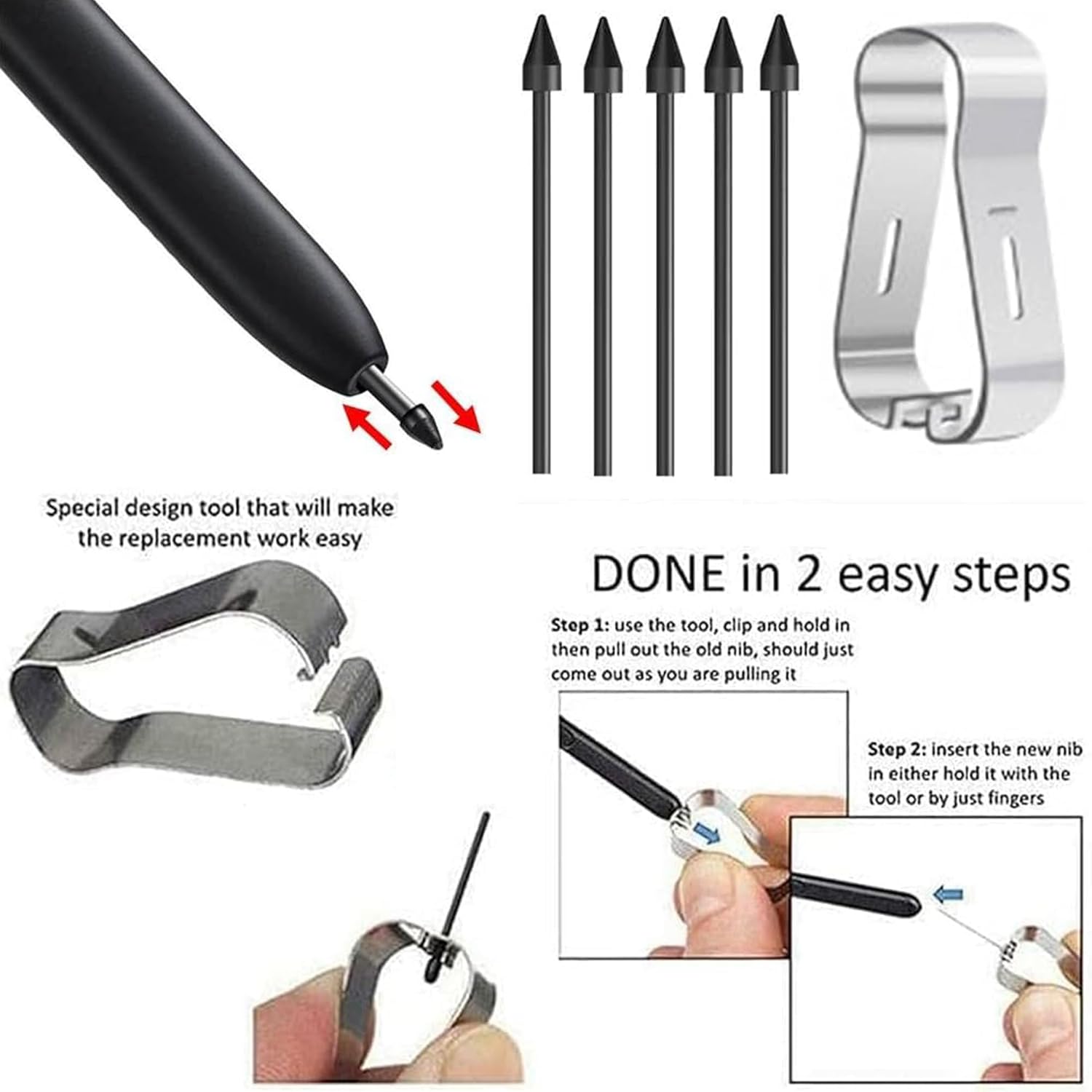 Sounce Stylus Pen Nib Replacement Nibs for Samsung S Pen Refill Tool Set Compatible with Spen Tab S6 S7+ Lite Note10 Note20 Nib Tip (Stylus Pen Not Included) - Black