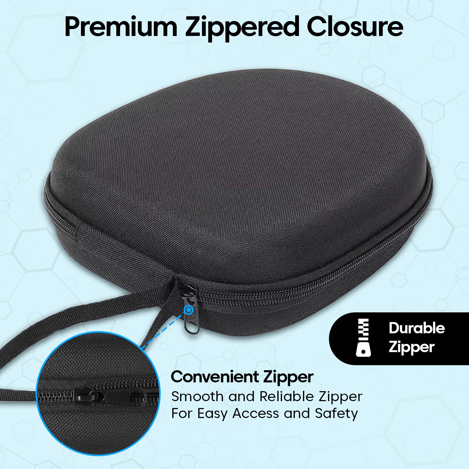 Sounce Headphone Case for Boat Rockerz 450, 480, 480 w/RGB, 450 Pro, 425, 410, 370, ZEBRONICS Thunder, Sony WH-CH520, MDR-ZX310AP, JBL Tune 510BT Hard EVA Shell Travel Pouch (Black)