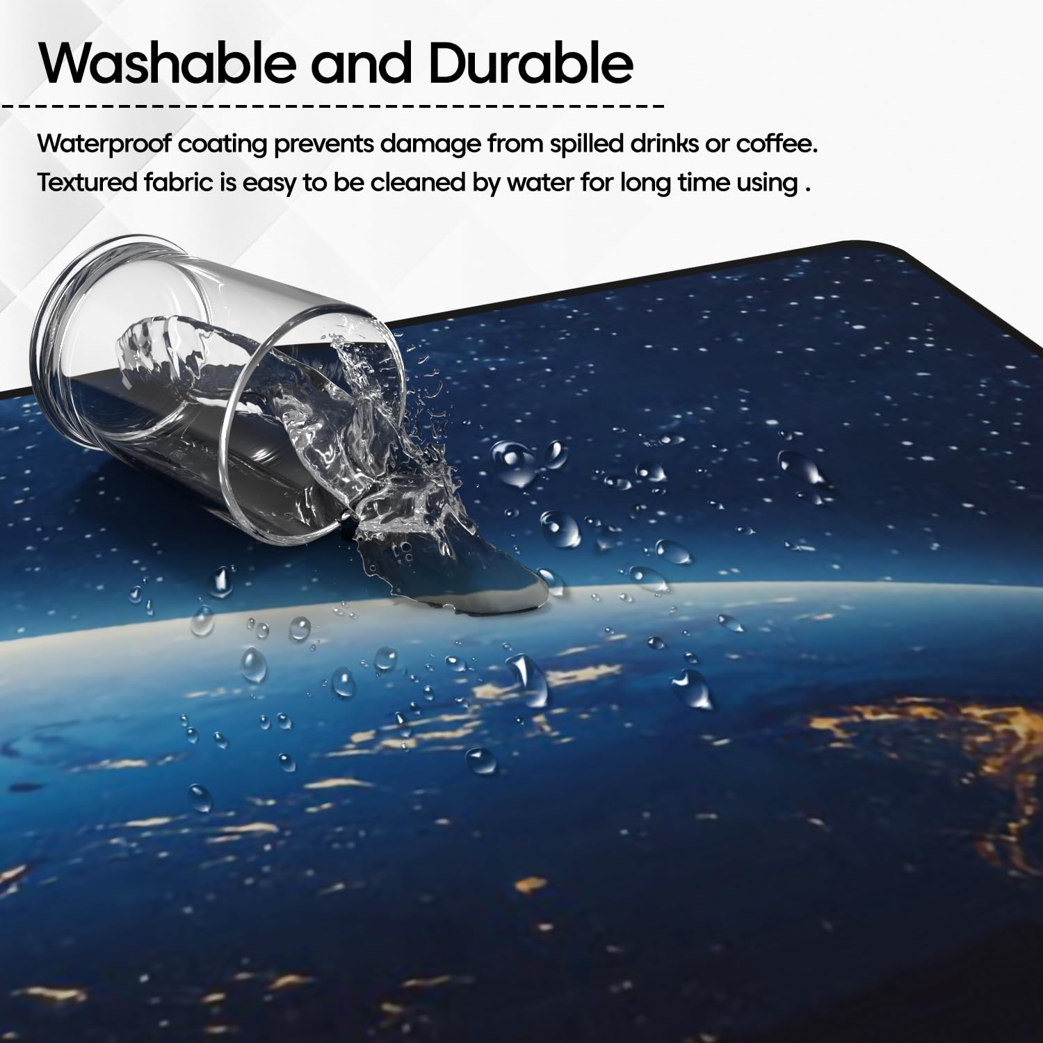 Sounce Large Extended Earth Design Desk Mat for Laptop Keyboard and Mouse Use Water Resistant Anti Slip Surface Non Logo Mouse Pad 800 x 300 mm Ideal for Office Home and Gaming Setup in Black