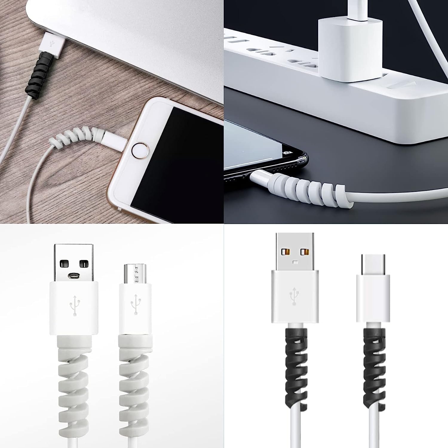 Sounce 25 Pcs Spiral Cable Protectors | USB & Charger Wire Saver
