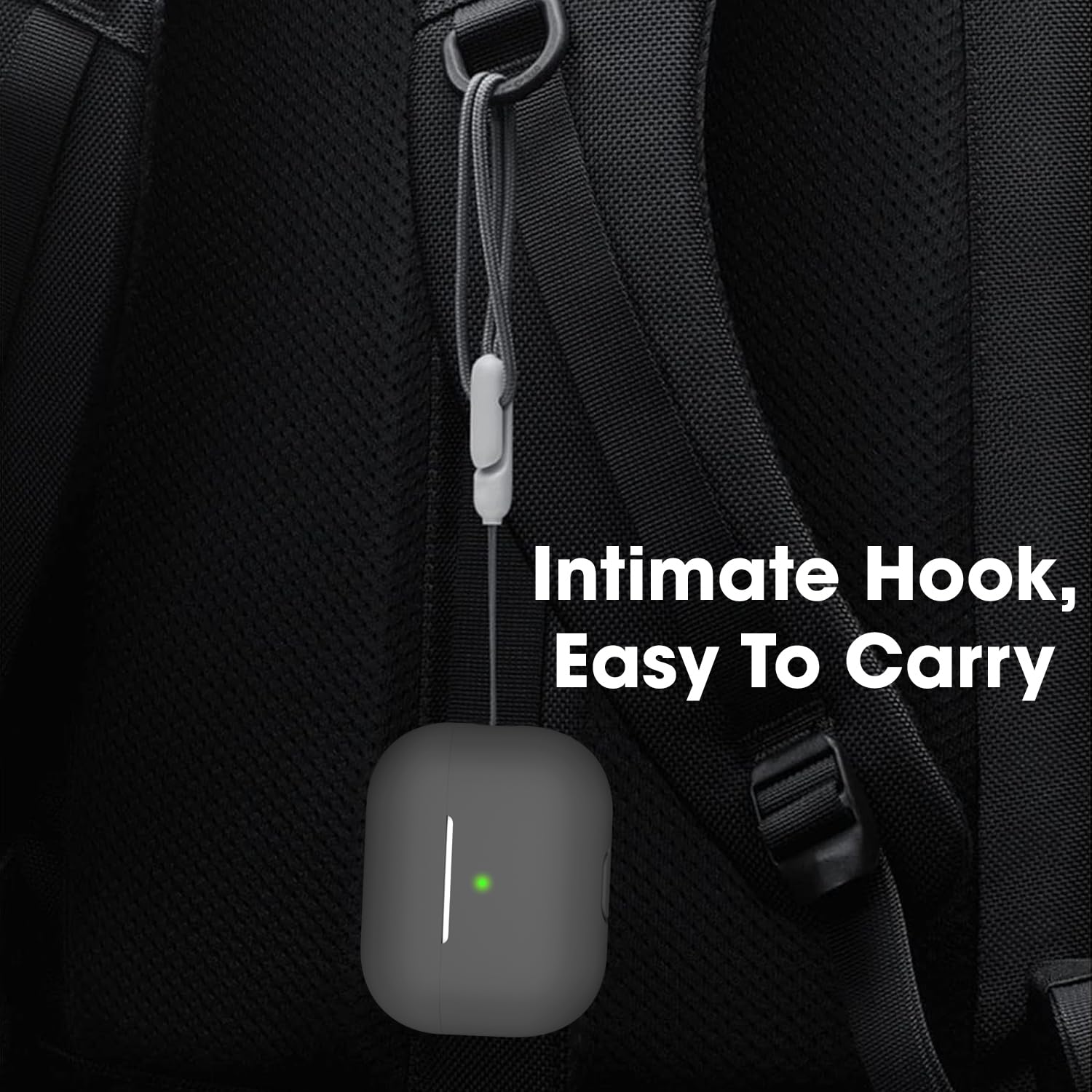 Sounce Soft Silicone Protective Case for Airpods pro 2 Case Cover with Antilost Lanyard, Full Protection Tough Shockproof Charging Case Compatible with Airpods pro 2 2022 with Carabiner - Dark Grey