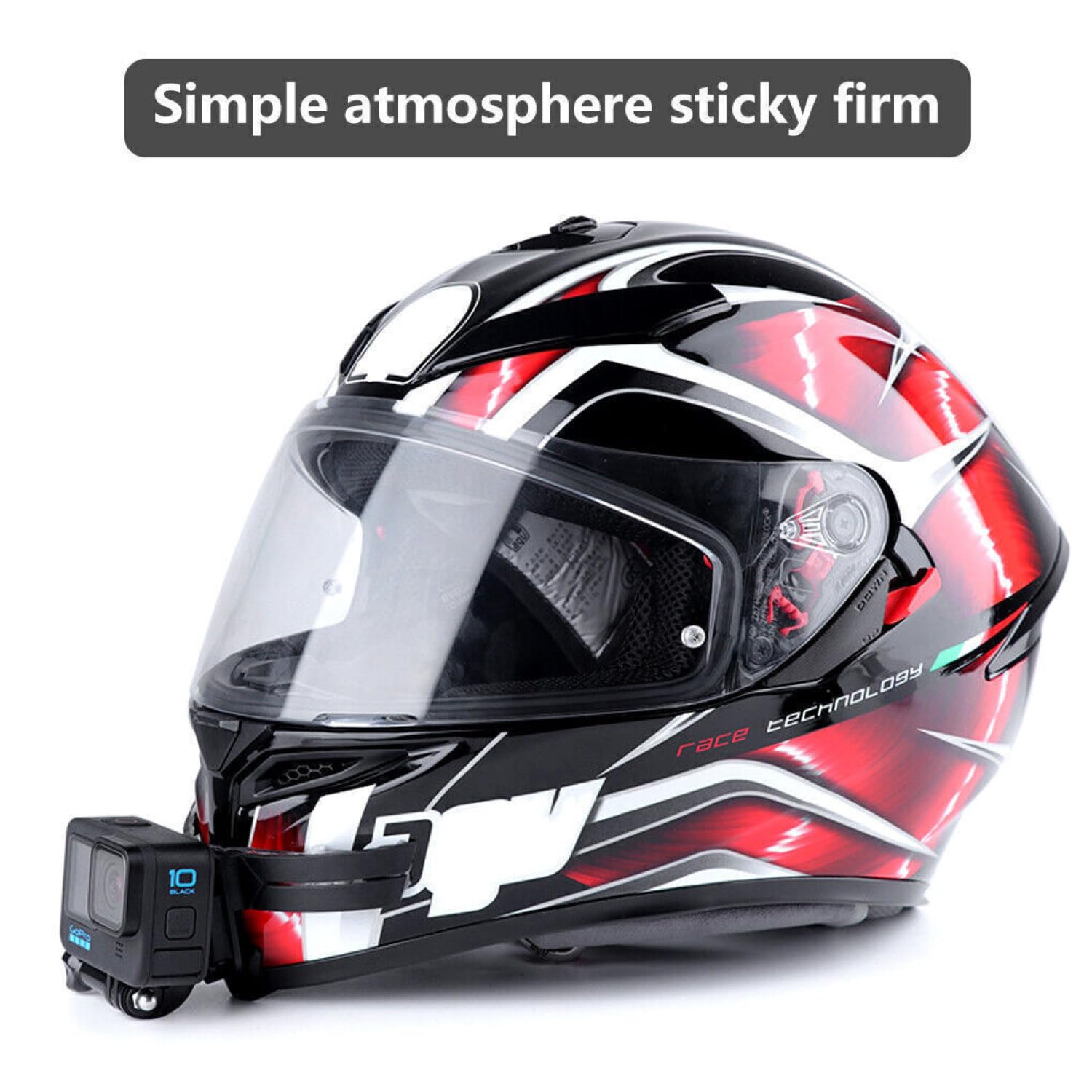 Sounce Action-cam Compatible Chin Mount for Motorcycle with J-Hook and Screw Helmets Secure and Convenient Helmet for GoPro and Action Cameras with Speed 160kmph - Black
