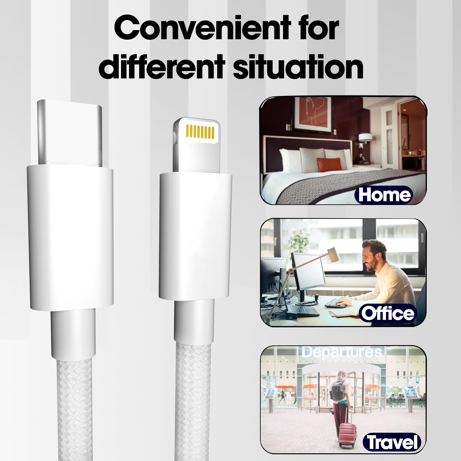 Sounce USB C To Lightning 3A 66W Fast Charging Nylon Braided Cable, Up to 480 Mbps Data Transfer & Sync Cord Compatible with iPhone 14, 13, 12, 11, X, 8, 7, 6, 5, iPad Air, Pro, Mini 1.5 Meter - White