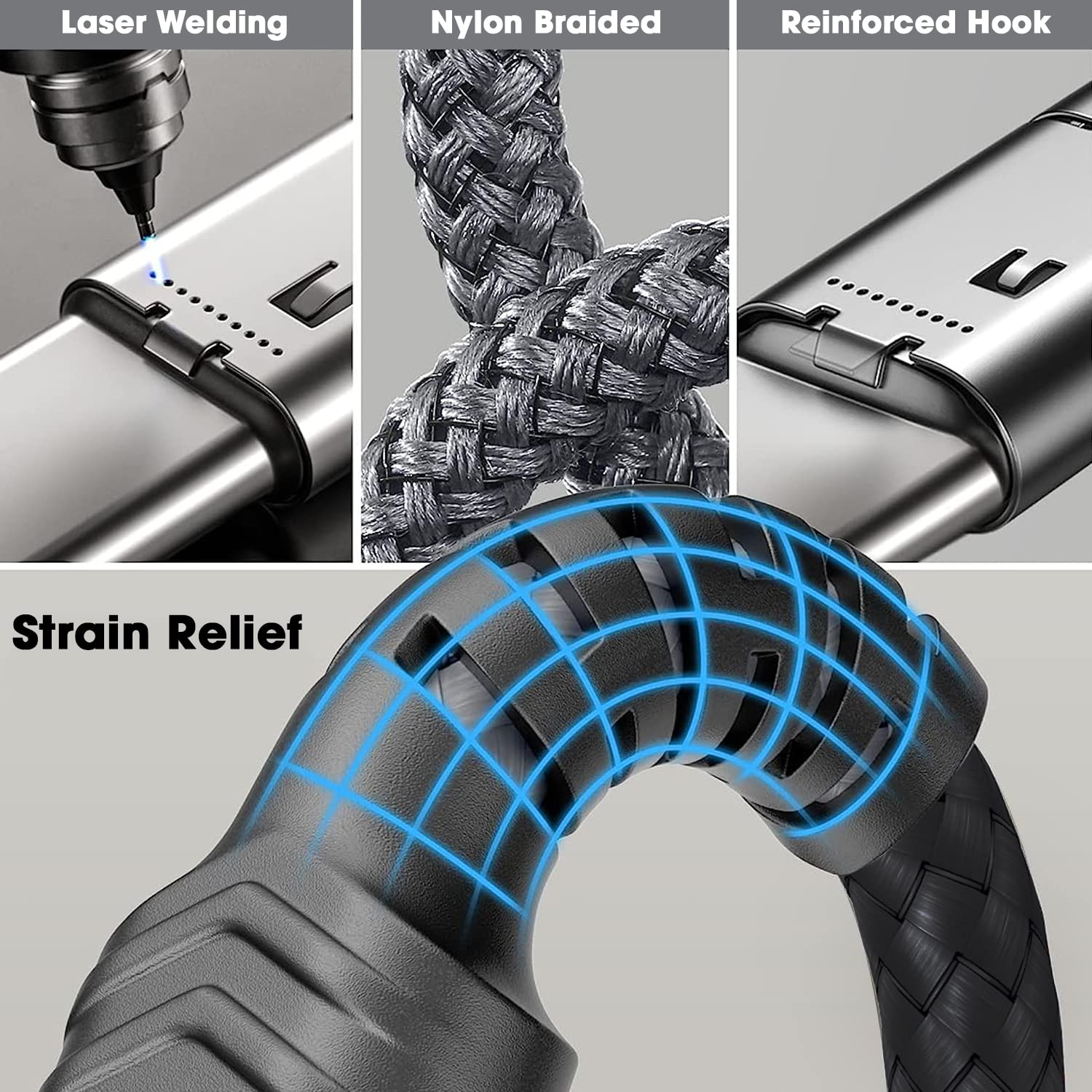 Sounce USB to Type C 3A (66W) Fast Charging Braided Cable for Mobile, Laptop, Tablets & other Type-C devices Supports PD Tech & QC 3.0 Charge 480mbps Data Transfer Speed - 1.5 Meter