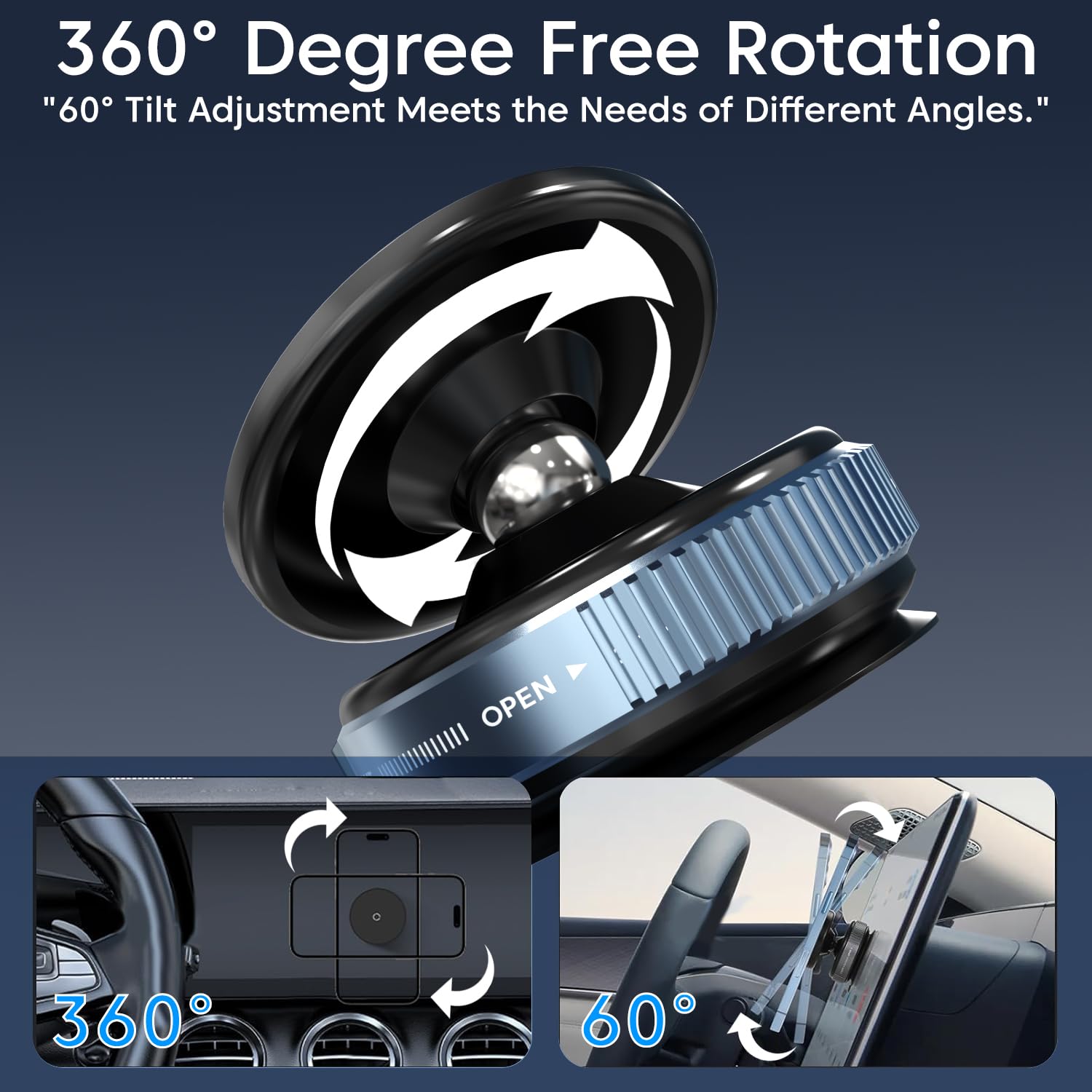 Sounce Smart Magnetic Suction Phone Holder with 360° Adjustable Angle, Strong Vacuum Grip for Car, Gym, Mirror & Makeup Use, Supports MagSafe iPhone and Android Devices 2025