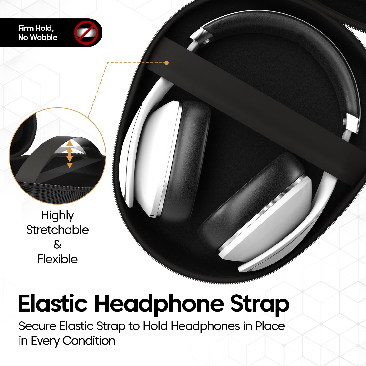 Sounce Hard Shell EVA Headphone Carrying Case for Universal Oversized Over-Ear Headset,Travel Headphone Bag Shockproof, Water Repellent, Anti-Pressure Portable Protective Pouch/Storage Bag, (Black)