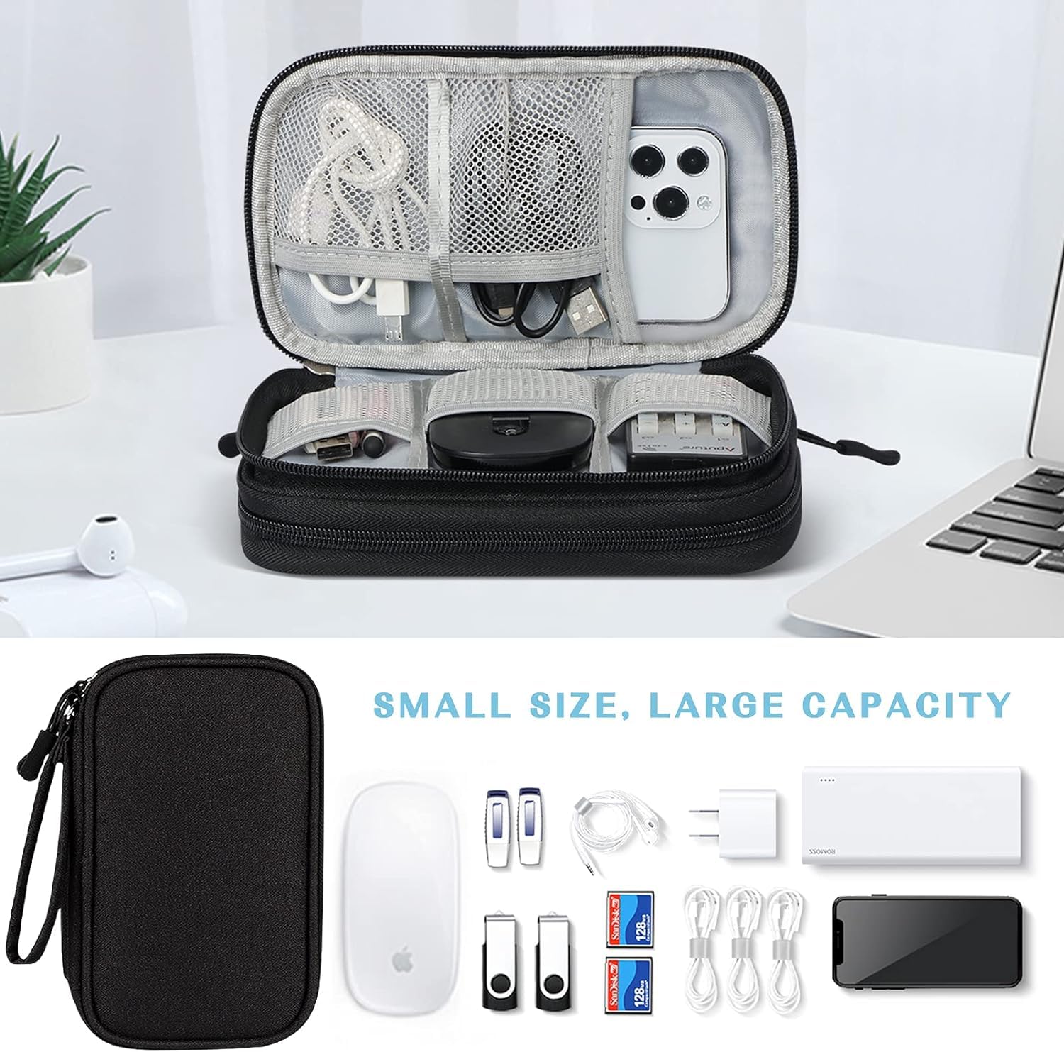 Sounce Portable Travel Organizer Pouch for Cables, Chargers & Gadgets – Waterproof Digital Accessory Case