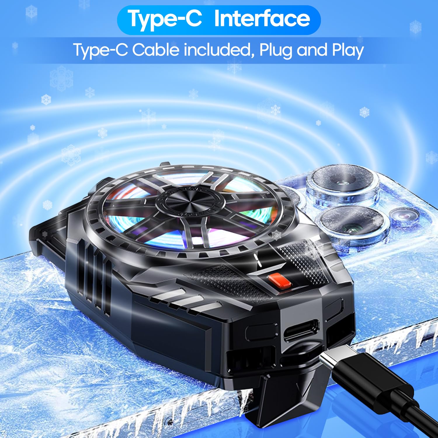 Sounce Smart Magnetic Mobile Cooling Pad Instant Phone Cooler with LED Temperature Monitor Advanced Semiconductor Chip Compatible with iPhone & Android (Black)