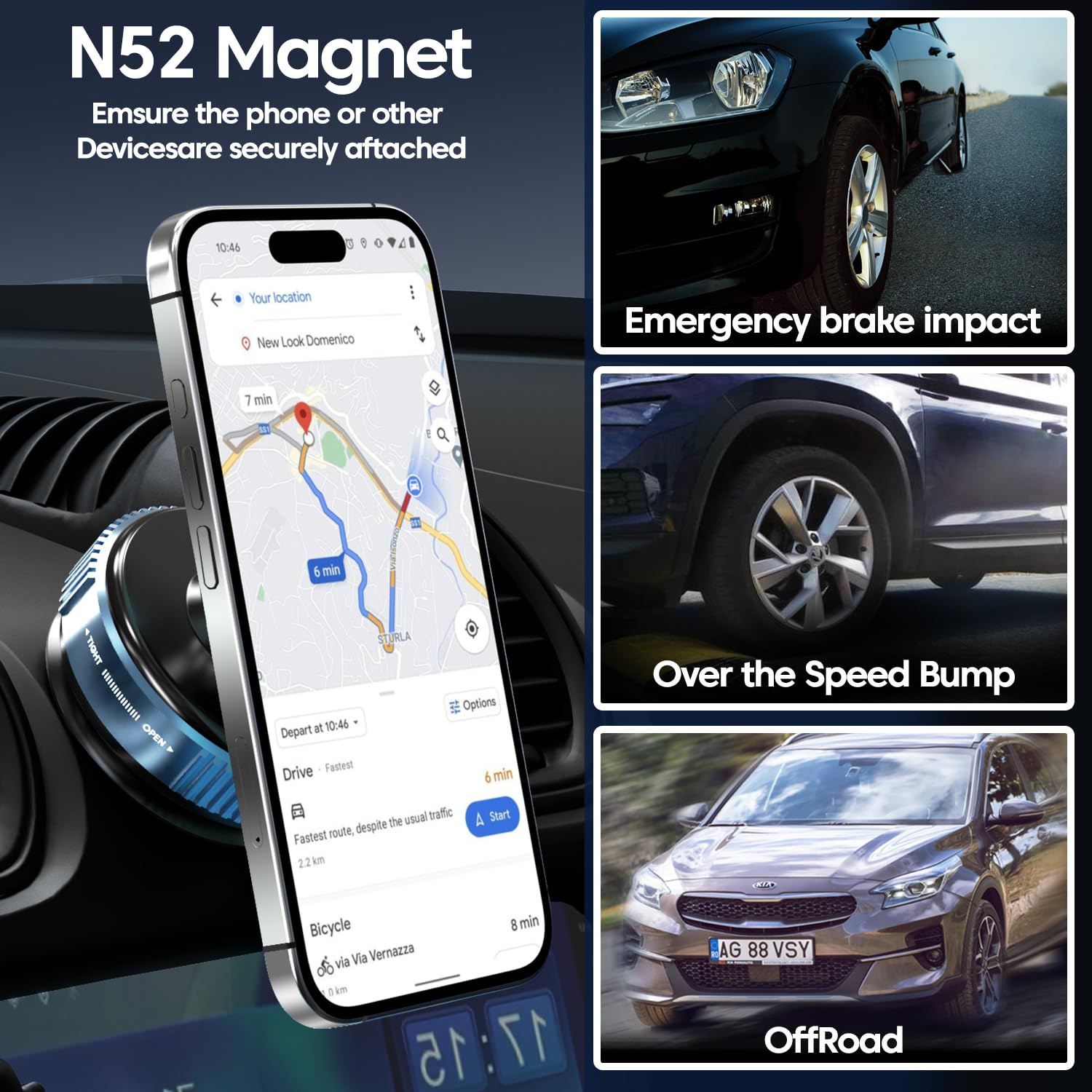 Sounce Smart Magnetic Suction Phone Holder with 360° Adjustable Angle, Strong Vacuum Grip for Car, Gym, Mirror & Makeup Use, Supports MagSafe iPhone and Android Devices 2025