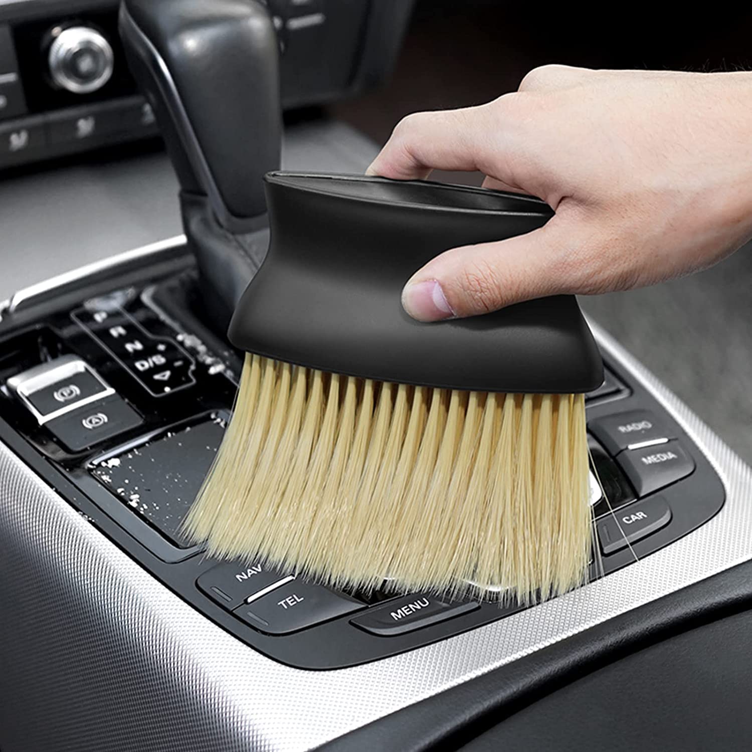 Sounce Car Interior AC Vents Cleaning Brush Soft Duster Interior Cleaning Dusting Tool for Automotive Accessory Car Cleaning Brush AC Vent Dashboard Dust Dirt Cleaner Gadgets Cleaning Brush (Black)