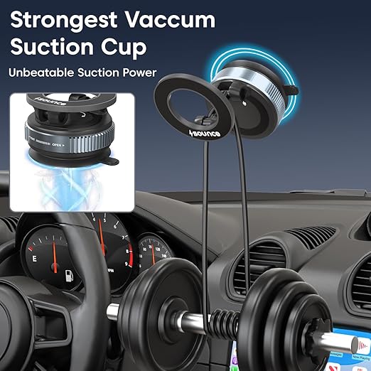 Sounce Smart Magnetic Suction Phone Holder with 360° Adjustable Angle, Strong Vacuum Grip for Car, Gym, Mirror & Makeup Use, Supports MagSafe iPhone and Android Devices 2025