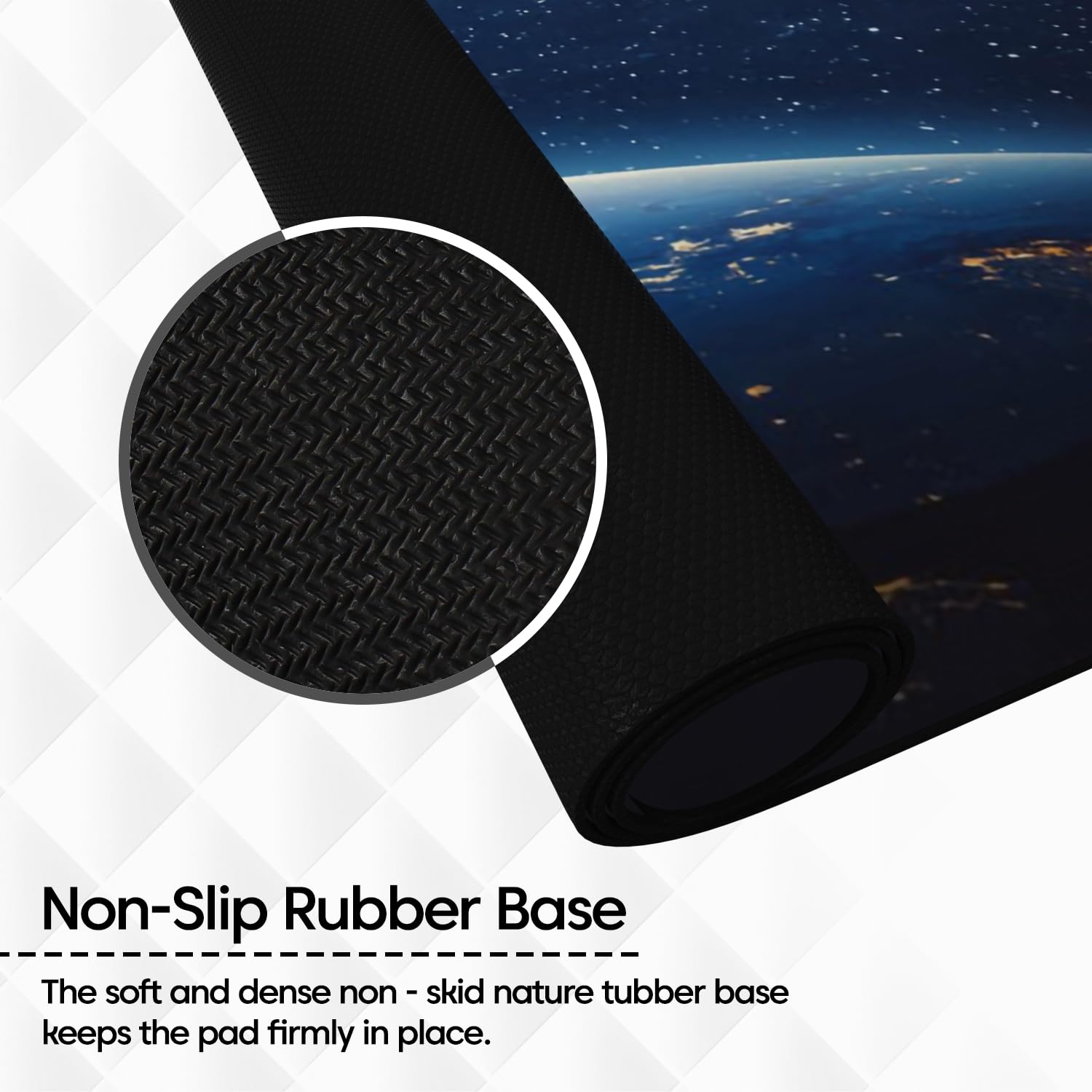Sounce Large Extended Earth Design Desk Mat for Laptop Keyboard and Mouse Use Water Resistant Anti Slip Surface Non Logo Mouse Pad 800 x 300 mm Ideal for Office Home and Gaming Setup in Black
