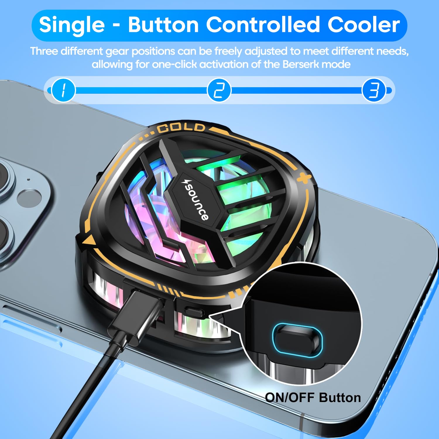 Sounce Magnetic Mobile Cooler with Advanced Semiconductor Technology - Gaming Fan for Android & iPhone (Black)