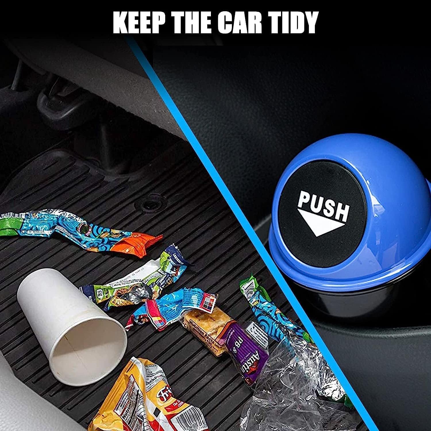 Sounce Portable Mini Car Dustbin/Trash Bin, Universal Traveling Portable Mini Car Trash Bin|Compact & Perfect Size Fits Car Cup Holder|Car Garbage Can/Storage Bucket Trash Bag|Dust Holder Bin (Black)