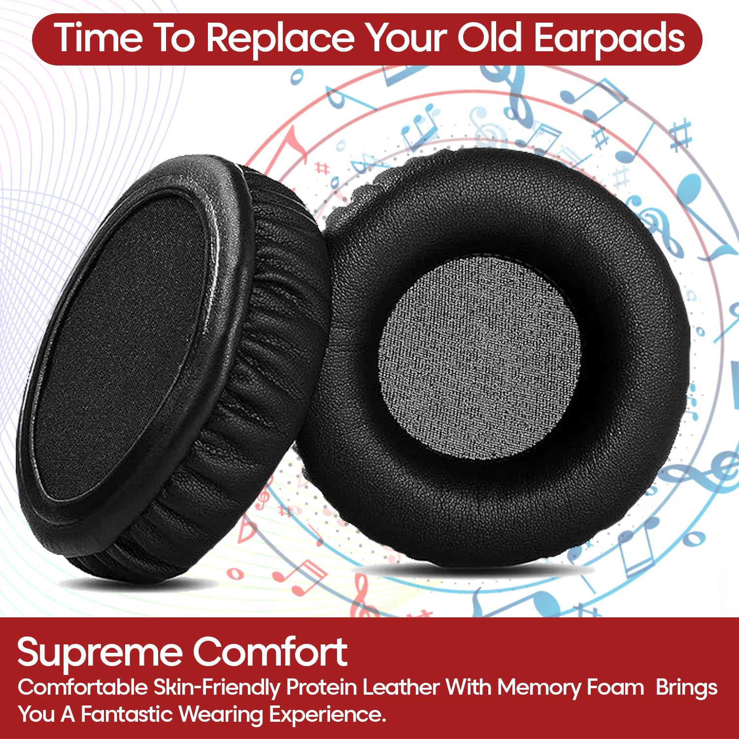 Sounce 80mm Soft Ear Pads Replacement Cushion Cover | Protein Leather & Memory Foam Earpads Headphone Cushion Compatible with Rockerz 450,450 Pro, Sony WHXB700/WH XB700 Extra Bass