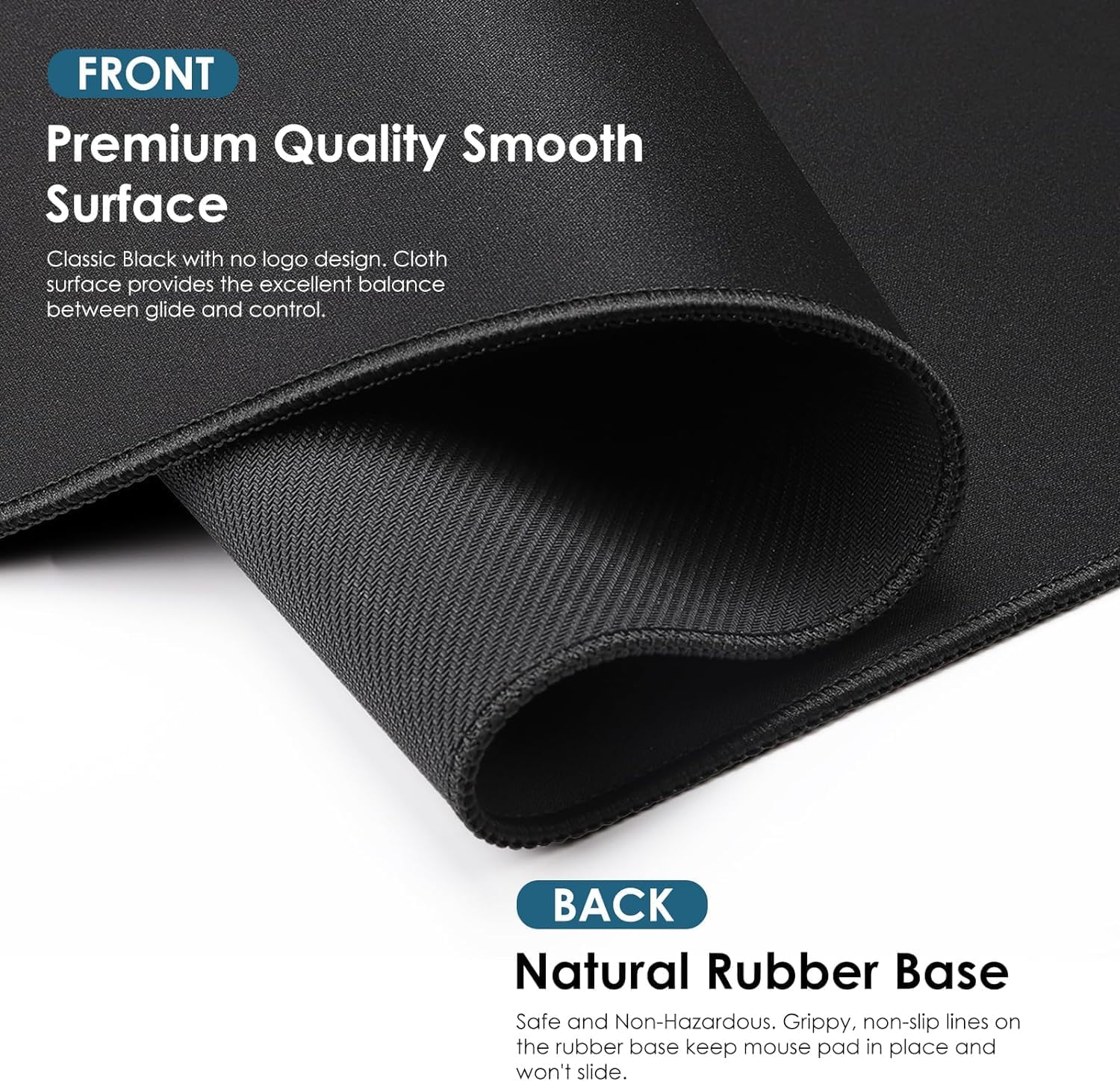 Sounce Mouse Pad Mercerized Surface Anti-fray Edges and Anti-Slip Rubber Base Gaming Mouse Pad a Laptop Desk Mat with Smooth Mouse Control Dimensions 900L x 400B x 2H mm (Black)