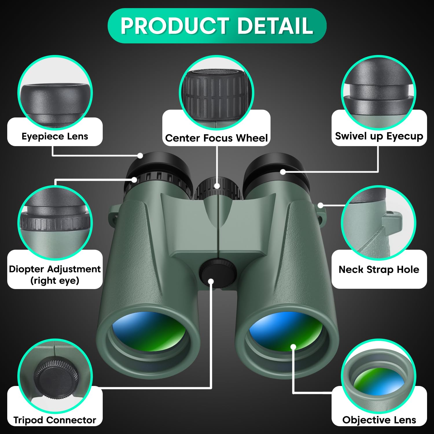 Sounce 12x42 Ultra HD Binoculars – Long Distance BAK-4 Prism Optics with Tripod & Phone Adapter