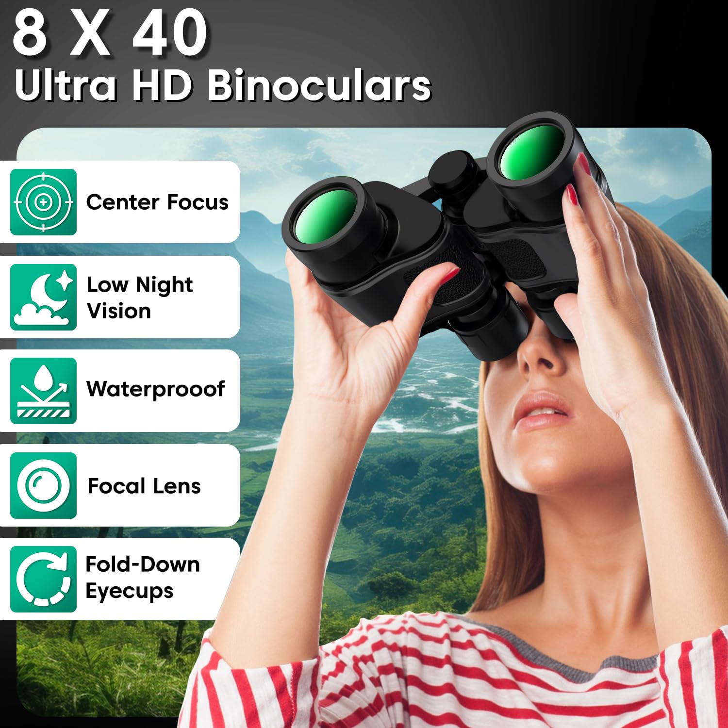 Sounce 8x40 HD Binoculars for Adults – BAK-4 Prism, FMC Coated, Long Distance Viewing