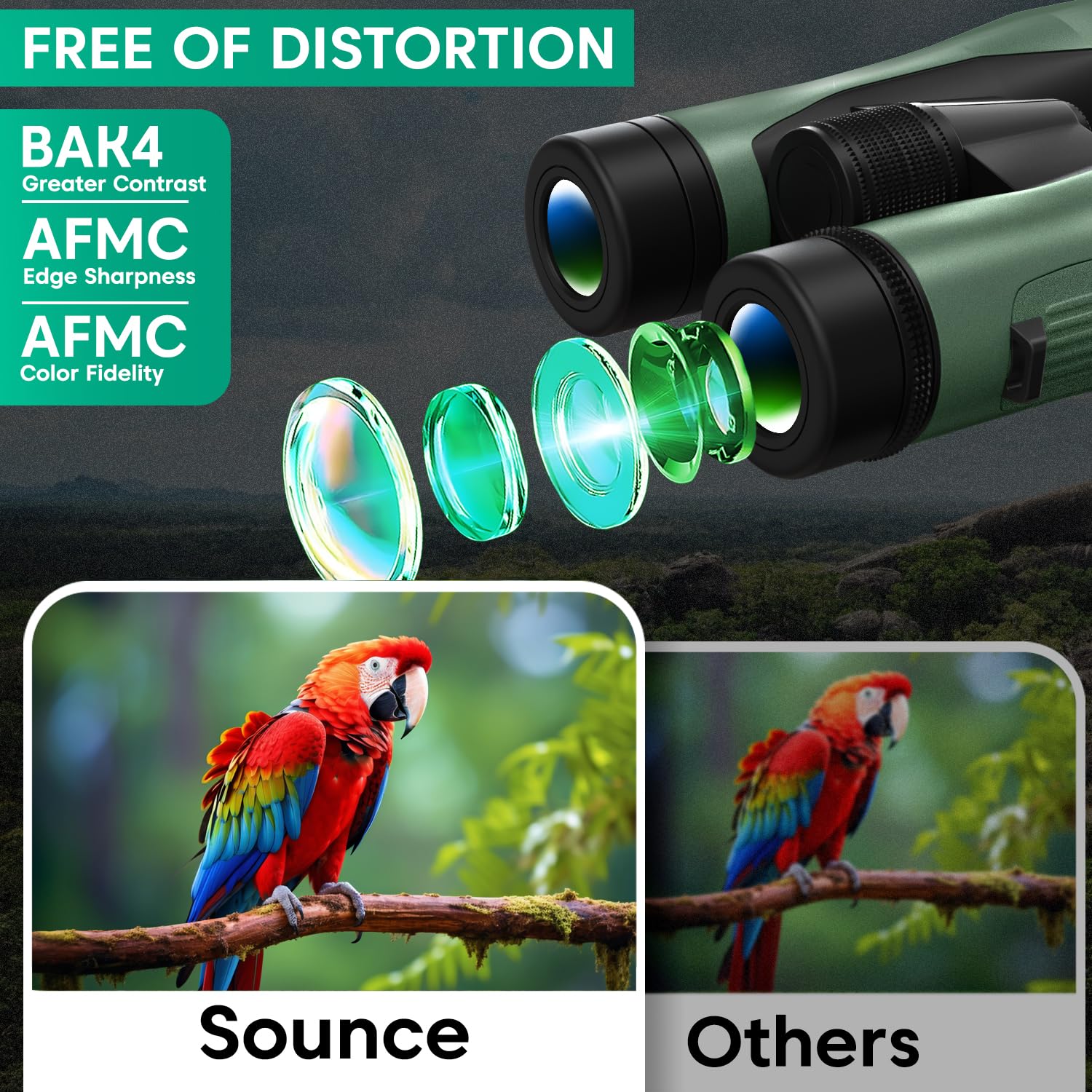 Sounce 15x52 UHD Binoculars – Waterproof Long Distance Optics with Phone Adapter