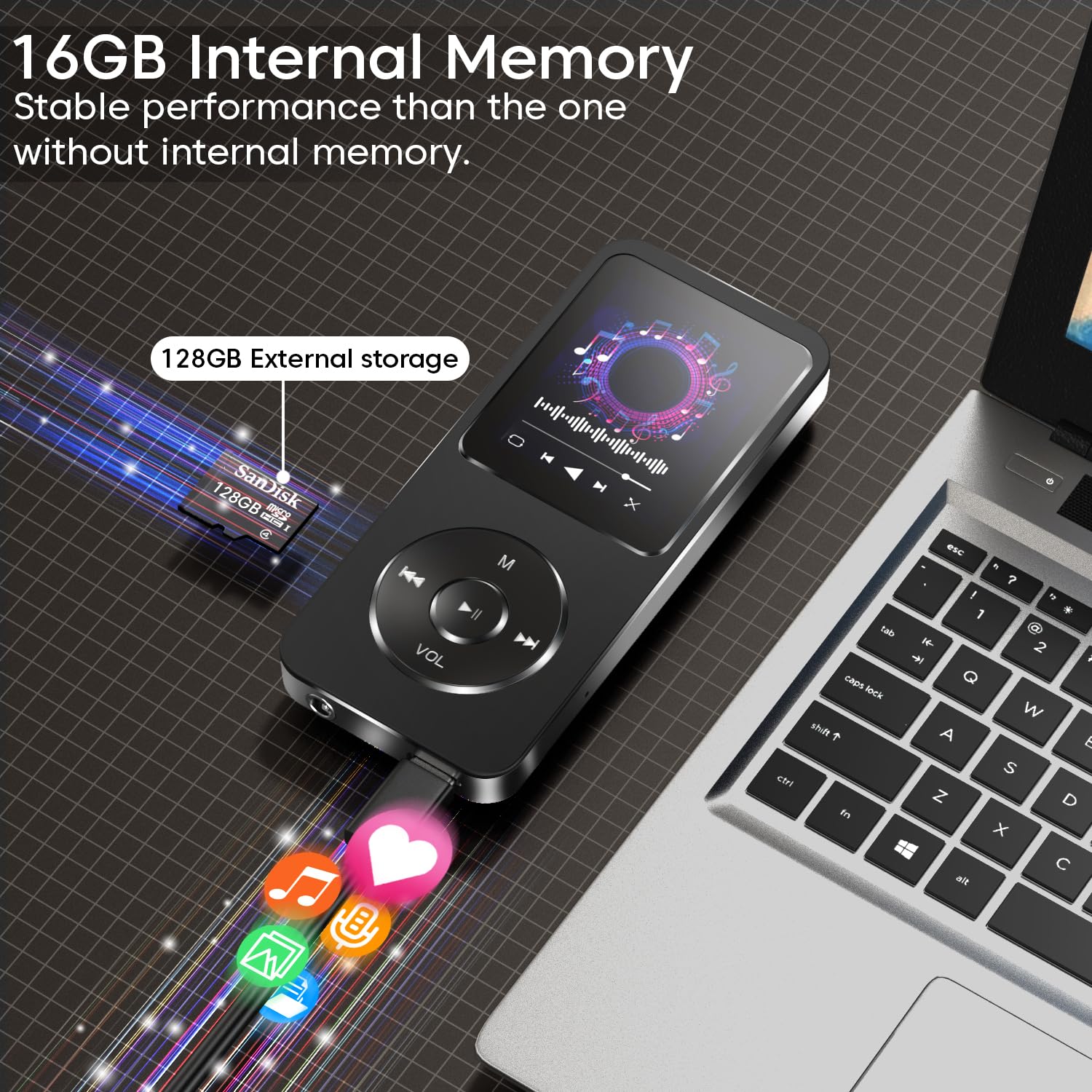 Sounce 16GB MP3 Player with Bluetooth 5.4 – HiFi Lossless Music, FM Radio, Voice Recorder & E-Book