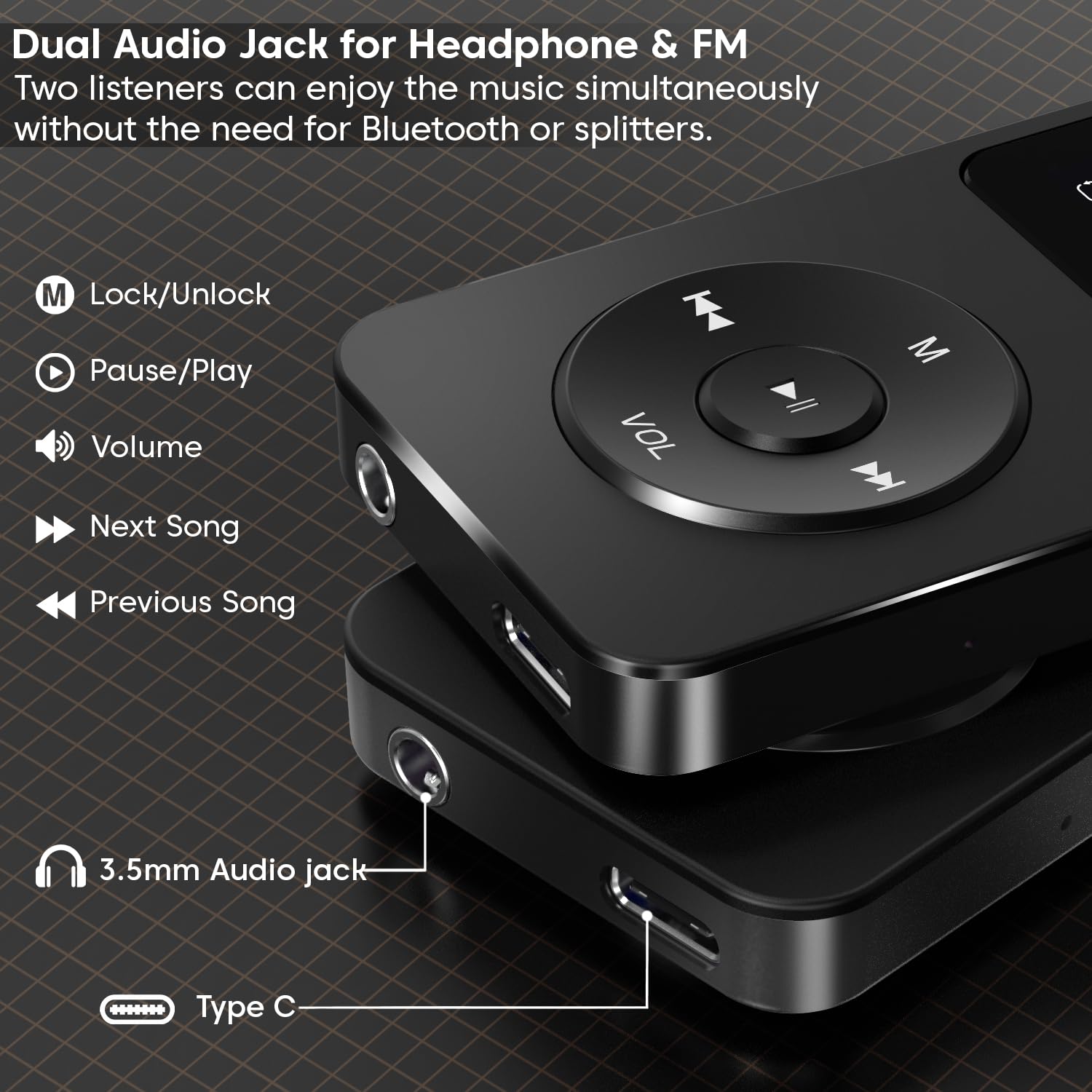 Sounce 16GB MP3 Player with Bluetooth 5.4 – HiFi Lossless Music, FM Radio, Voice Recorder & E-Book