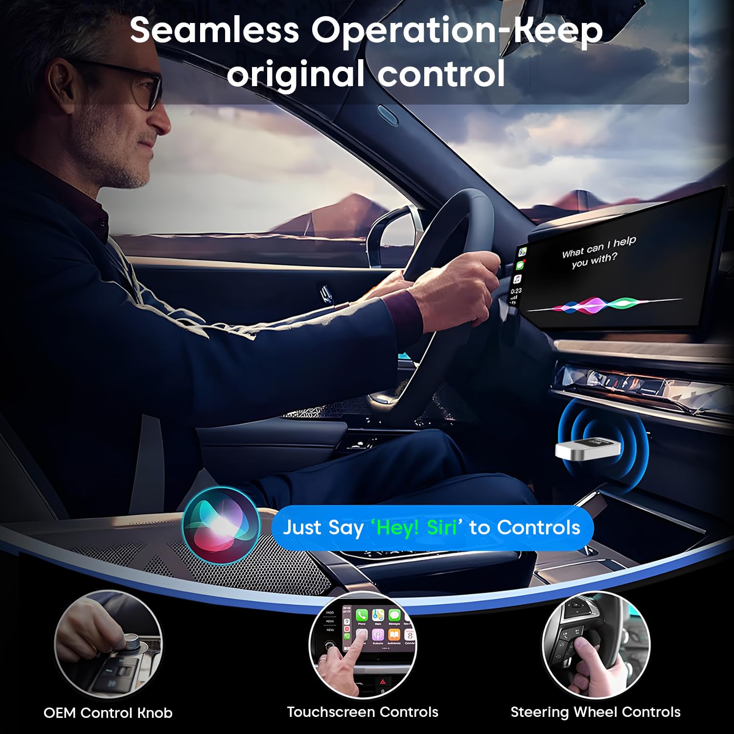 Sounce 2-in-1 Wireless Car Adapter – Converts OEM Wired Android Auto & Apple CarPlay to Wireless, Compact Plug-and-Play Bluetooth Receiver for Cars with Factory-Installed Wired CarPlay – Black