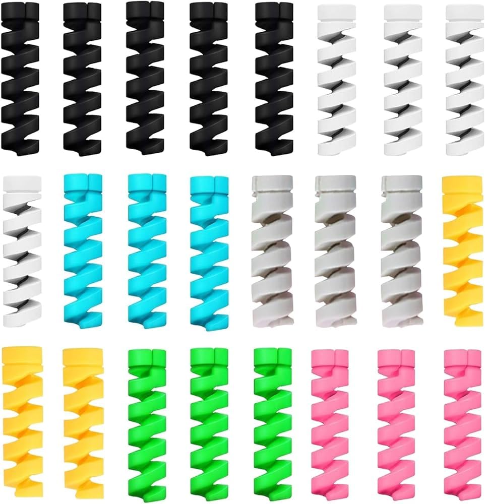 Sounce 25 Pcs Spiral Cable Protectors | USB & Charger Wire Saver