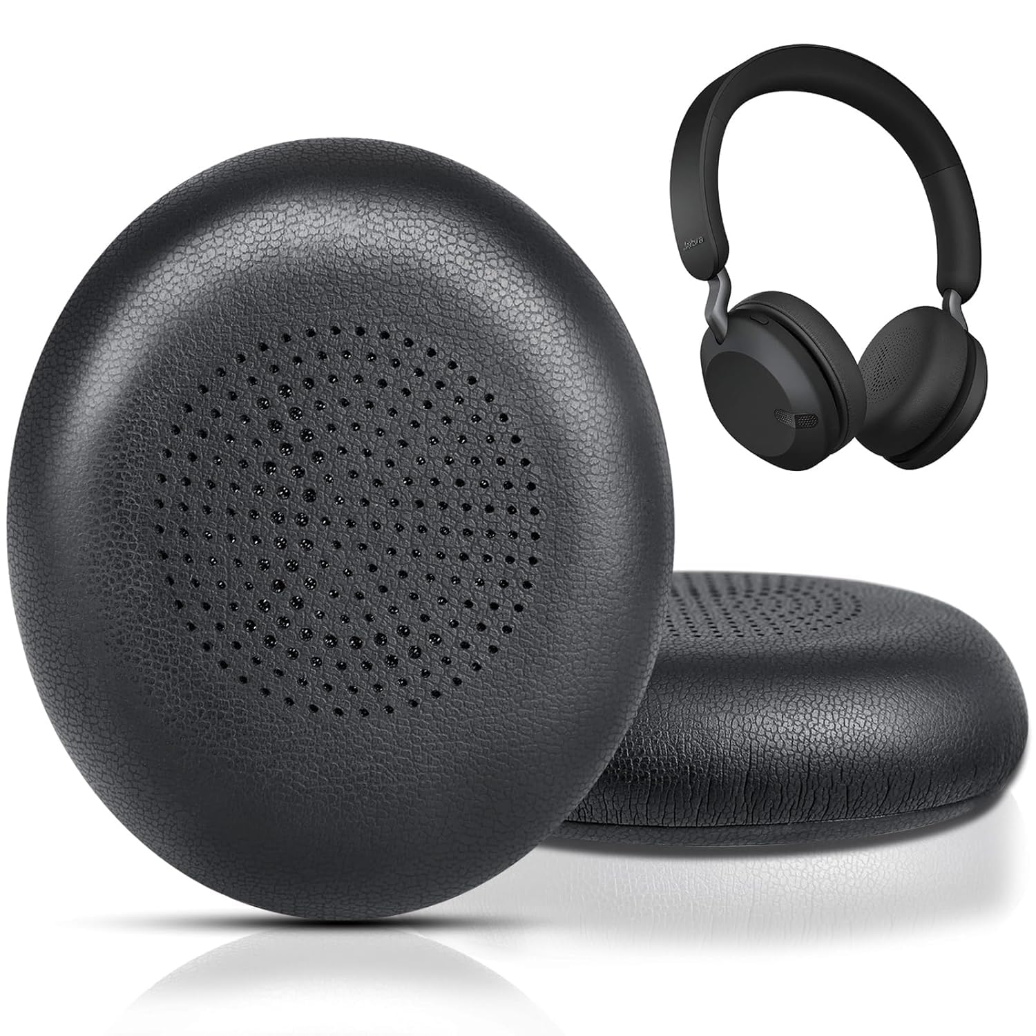 Sounce Earpads Replacement for Jabra Evolve2 65 (Evolve 2 65MS 65UC MS UC)/Evolve2 40 (40UC 40MS USB)/Elite 45h On-Ear Wireless Headset, Ear Pads Cushions with Softer Protein Leather