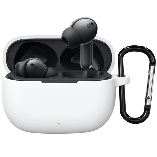 Sounce Earphone Case Cover Compatible for Realme TechLife T310, Soft Silicone Case Cover, Full Protection Shockproof Case Cover, Scratch-Resistant, Non-Slip Grip, Anti Fall Anti Dust (White)