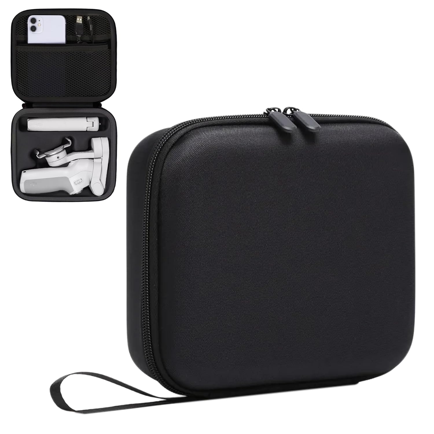 Sounce Hard Shell Nylon Storage Bag for DJI Osmo Mobile 3/4/4 SE – Waterproof & Shockproof Carrying Case with EVA Protection, Secure Elastic Bands &Gimbal Stabilizer & Accessories – Black